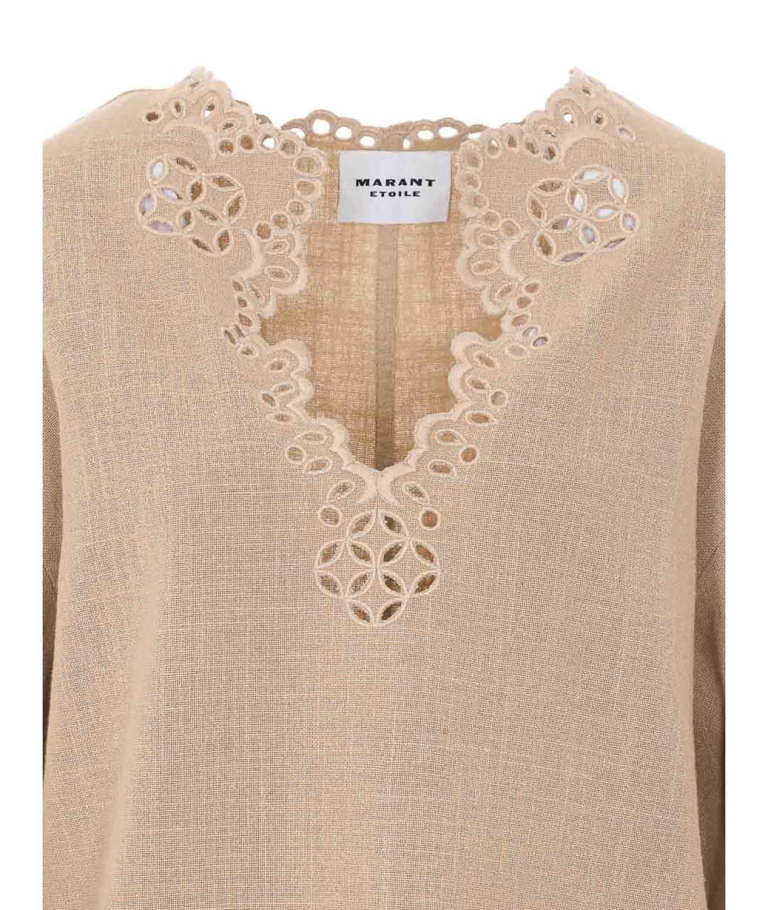 ISABEL MARANT Бежевое хлопковое повседневное платье, фото 4