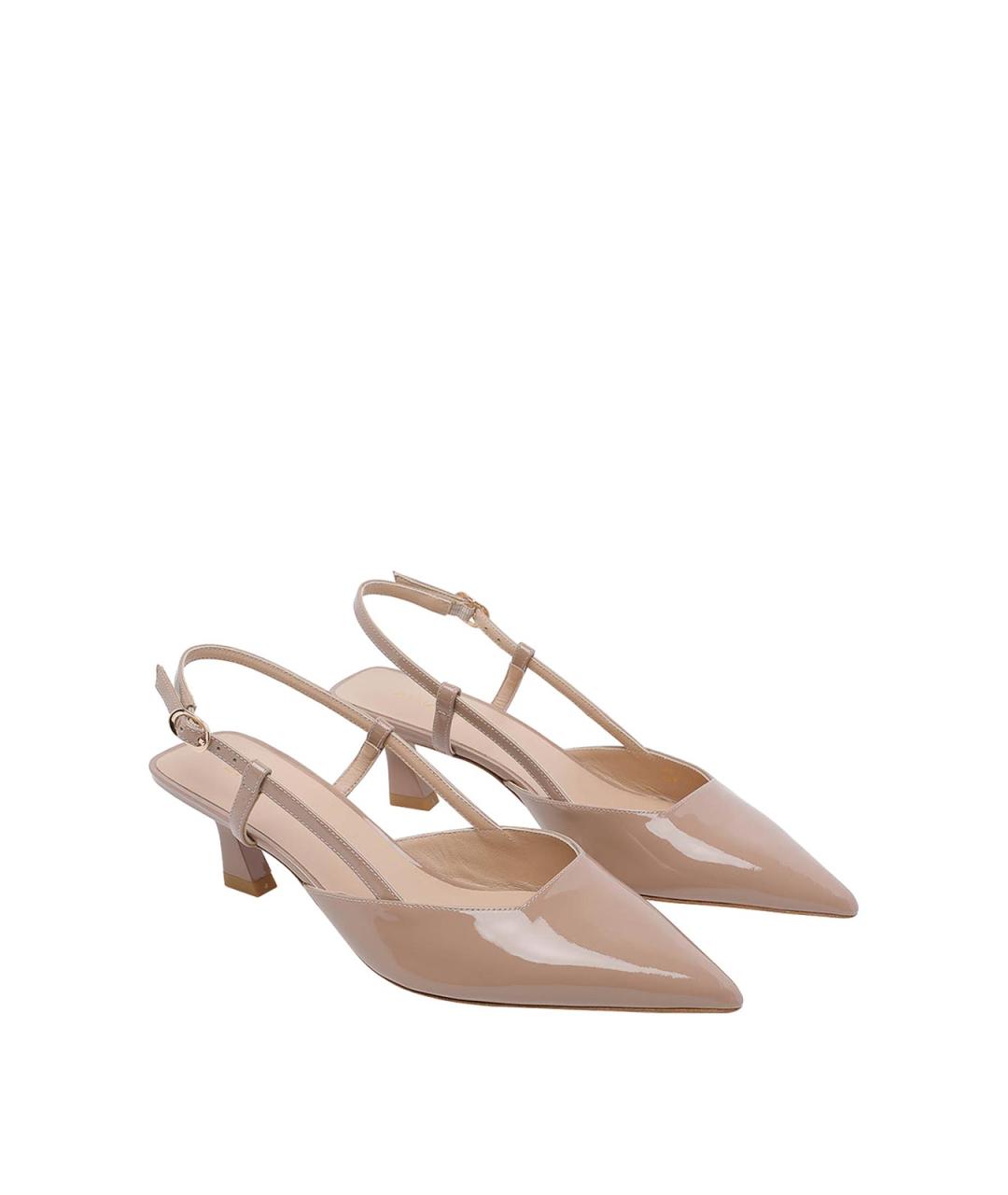 STUART WEITZMAN Бежевые кожаные туфли, фото 2