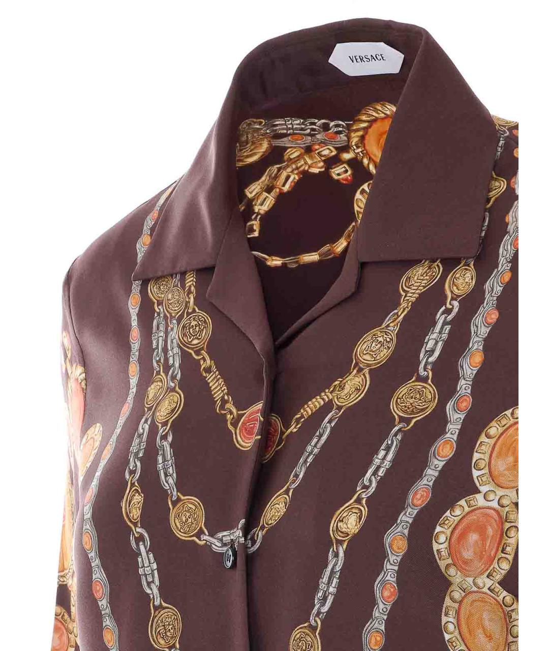 VERSACE Коричневая шелковая рубашка, фото 3