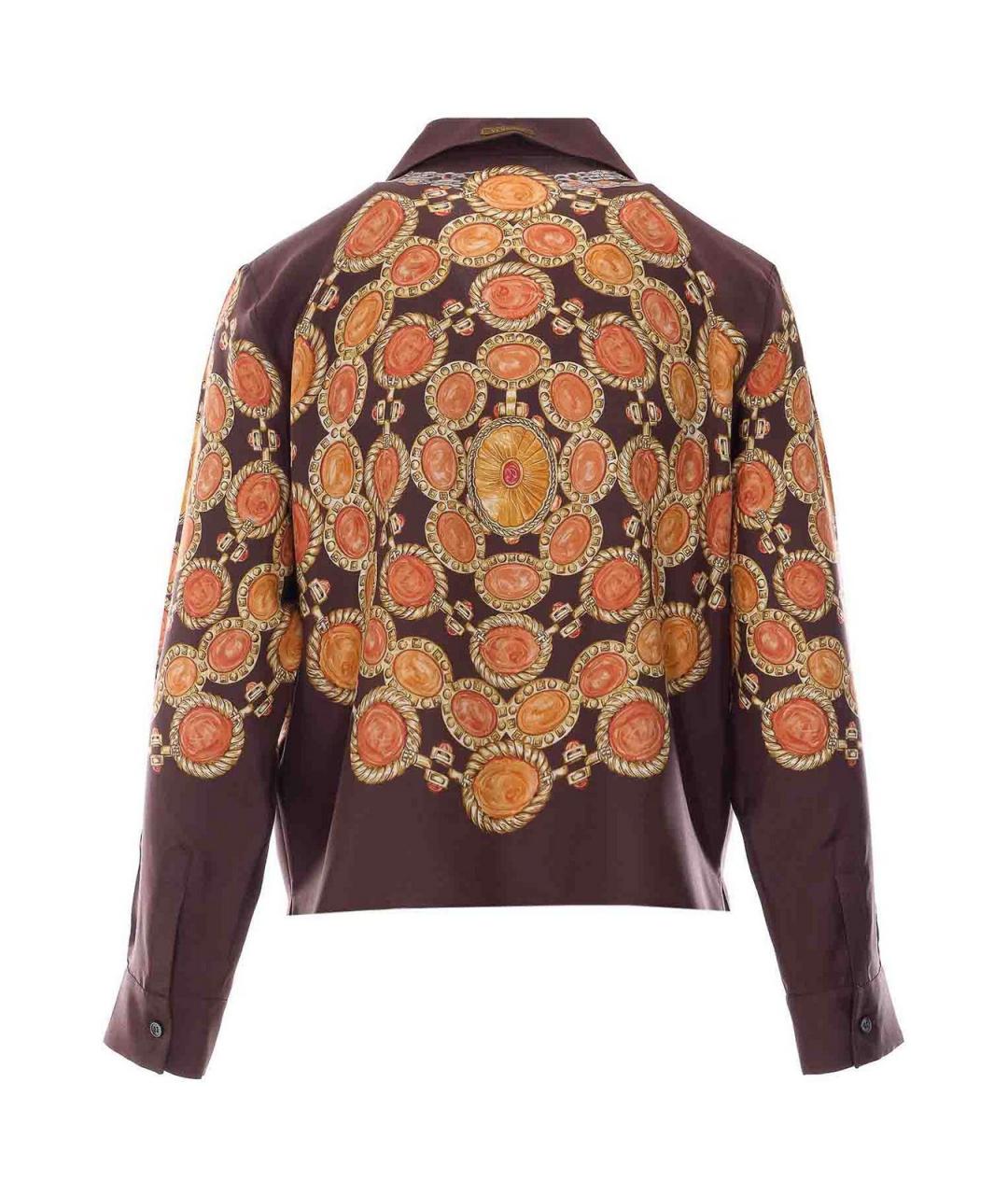 VERSACE Коричневая шелковая рубашка, фото 2