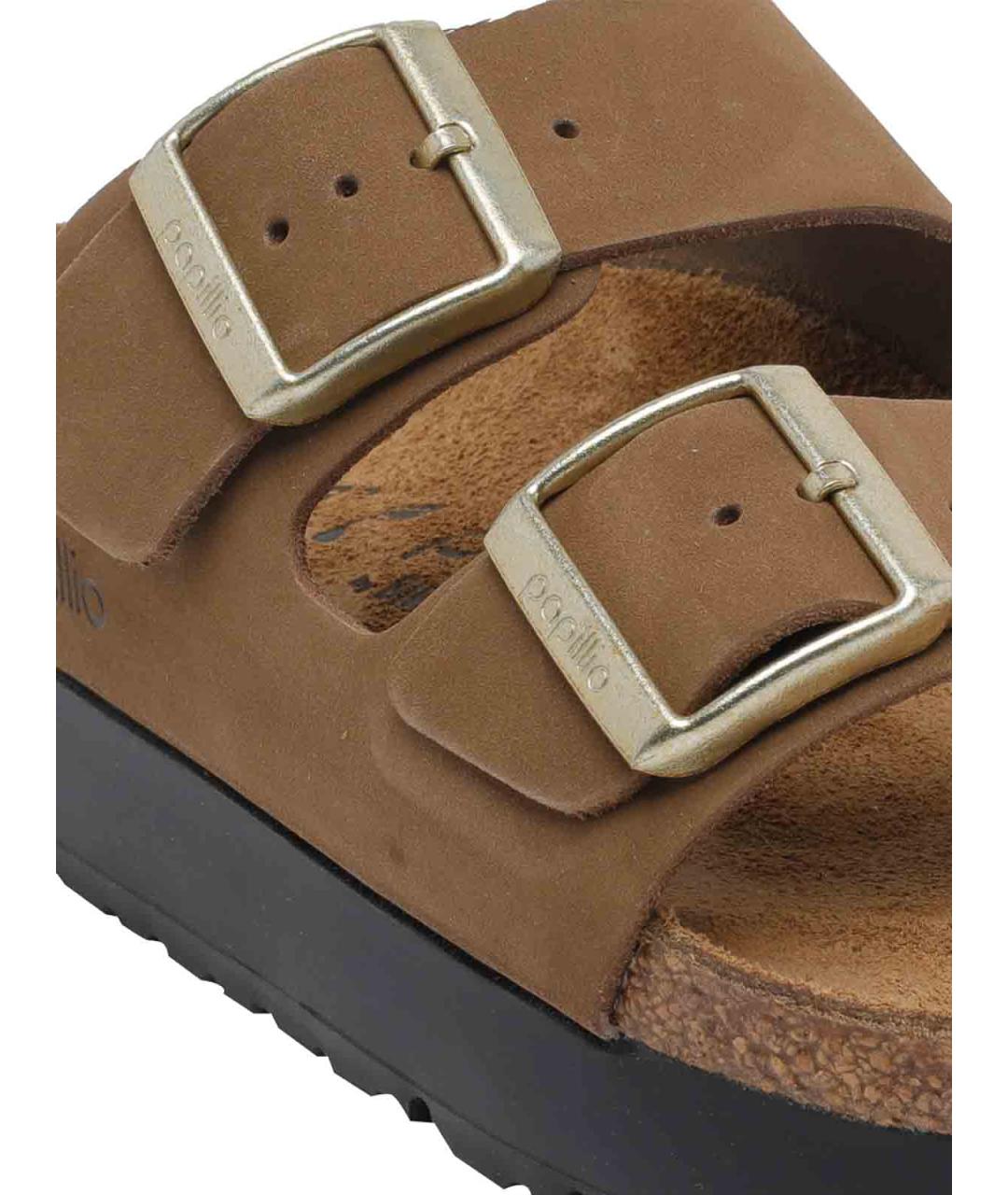 BIRKENSTOCK Коричневые кожаные шлепанцы, фото 4