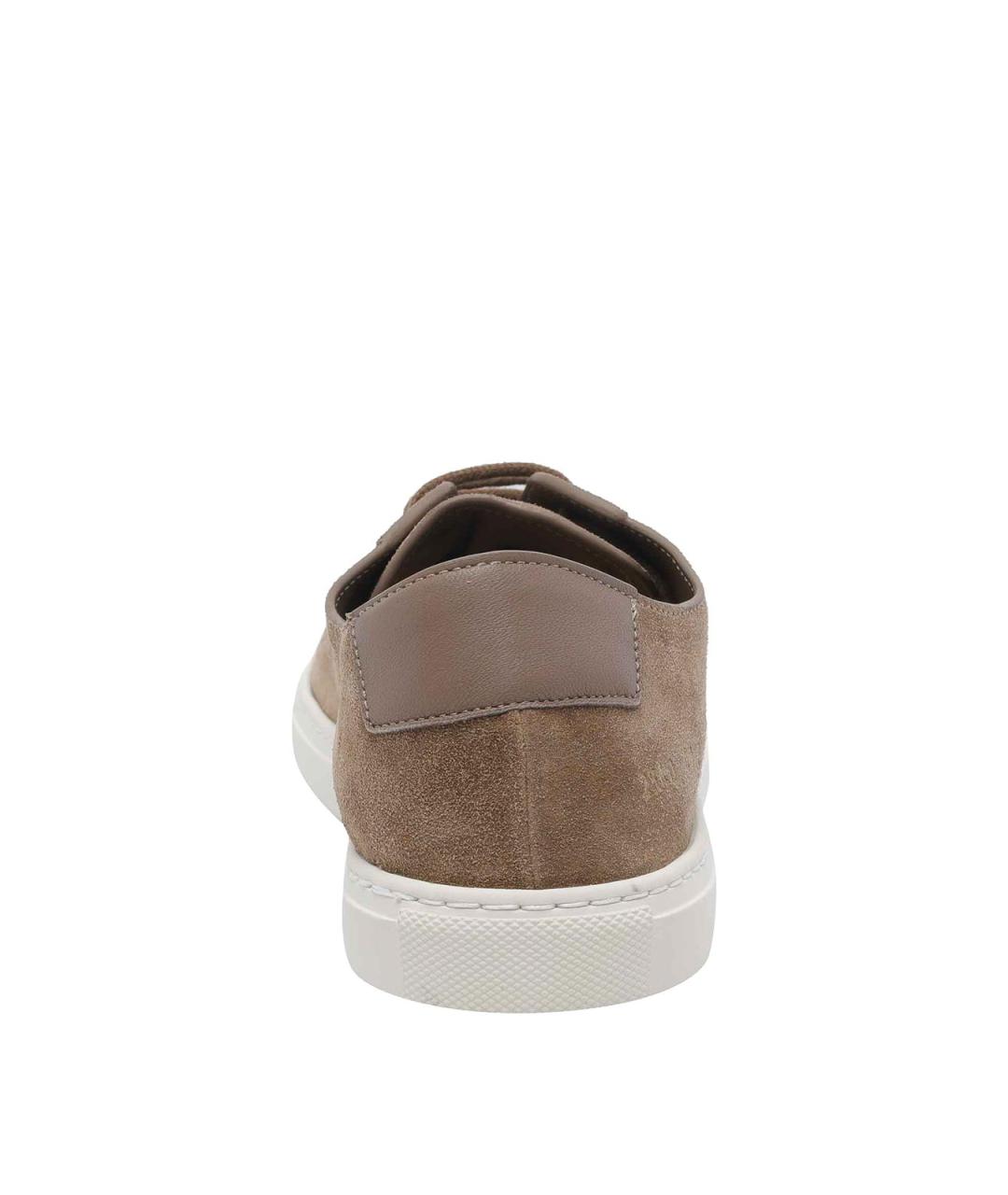 COMMON PROJECTS Коричневые замшевые низкие кроссовки / кеды, фото 4
