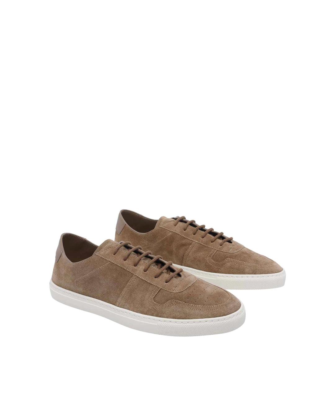 COMMON PROJECTS Коричневые замшевые низкие кроссовки / кеды, фото 2