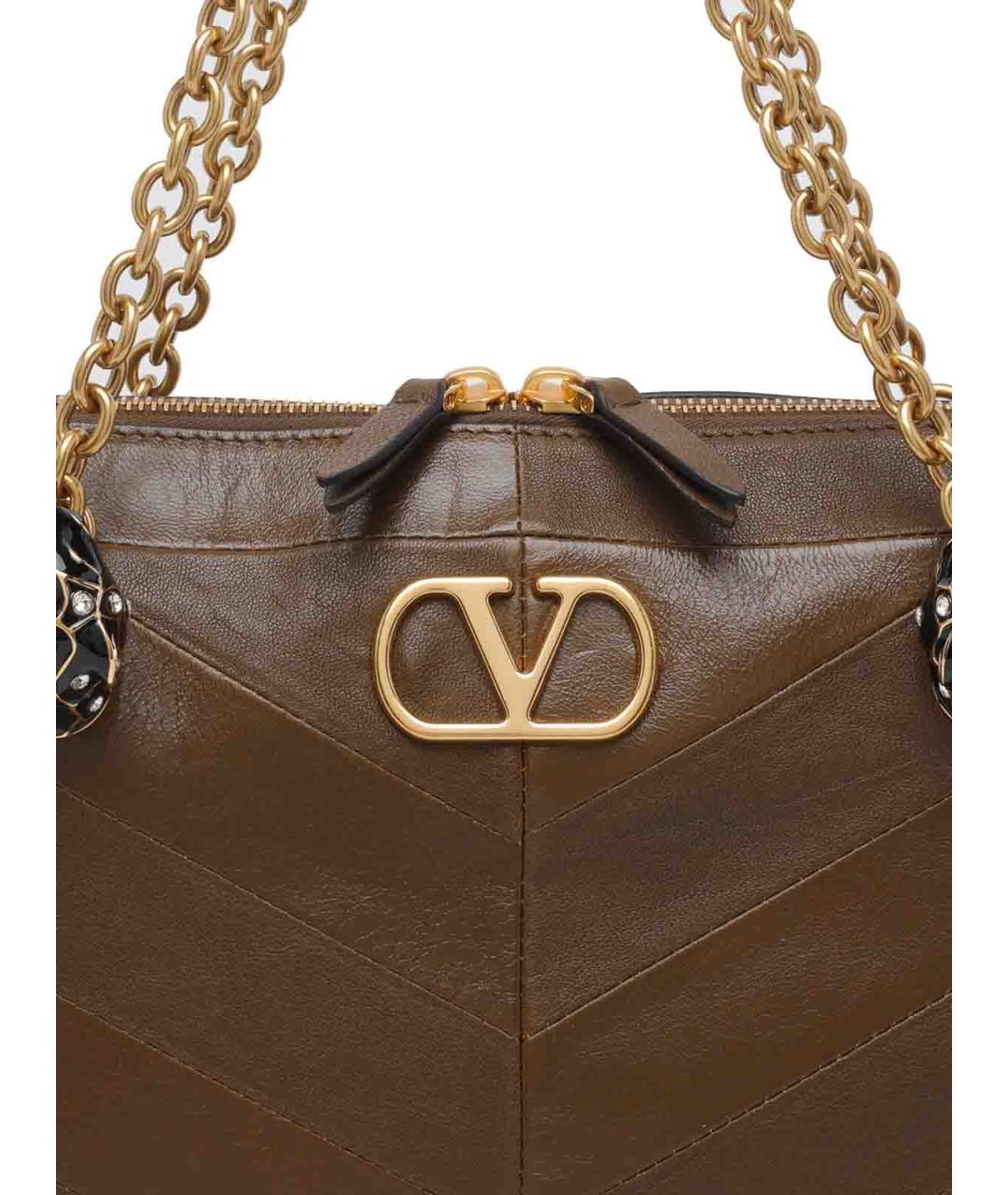 VALENTINO Коричневая кожаная сумка через плечо, фото 4