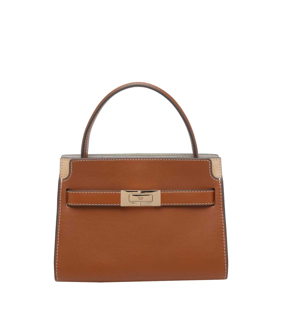 TORY BURCH Коричневая кожаная сумка с короткими ручками, фото 1