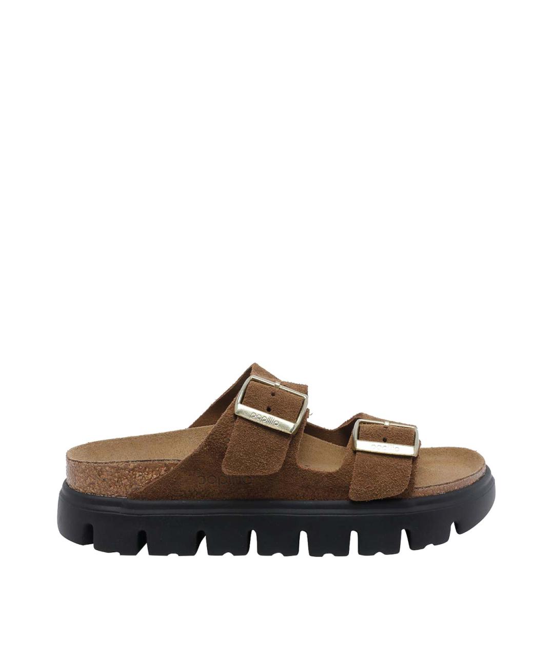 BIRKENSTOCK Коричневые замшевые шлепанцы, фото 1