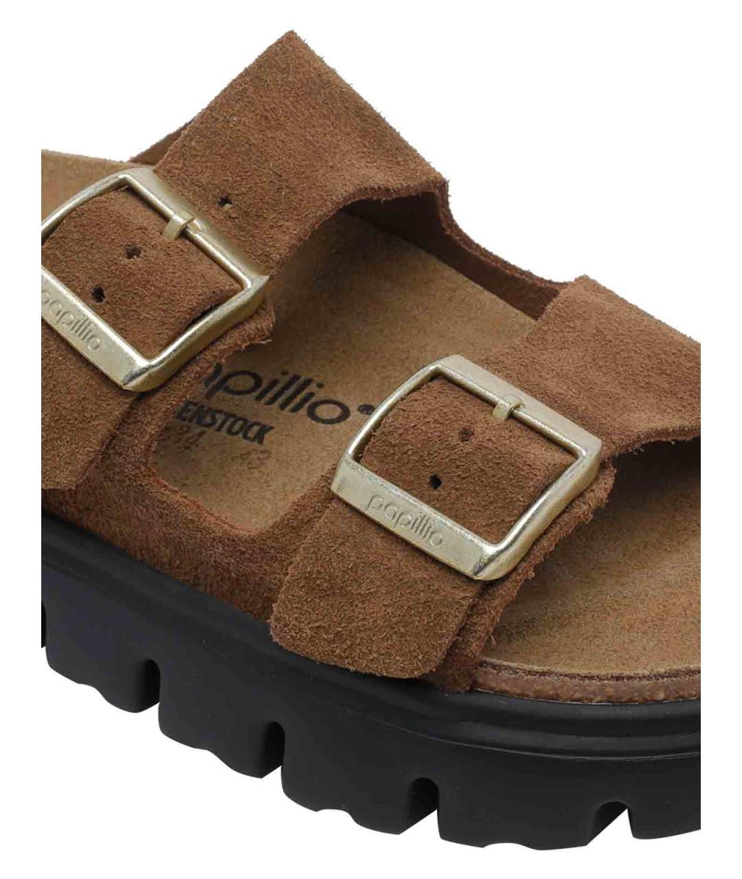 BIRKENSTOCK Коричневые замшевые шлепанцы, фото 4