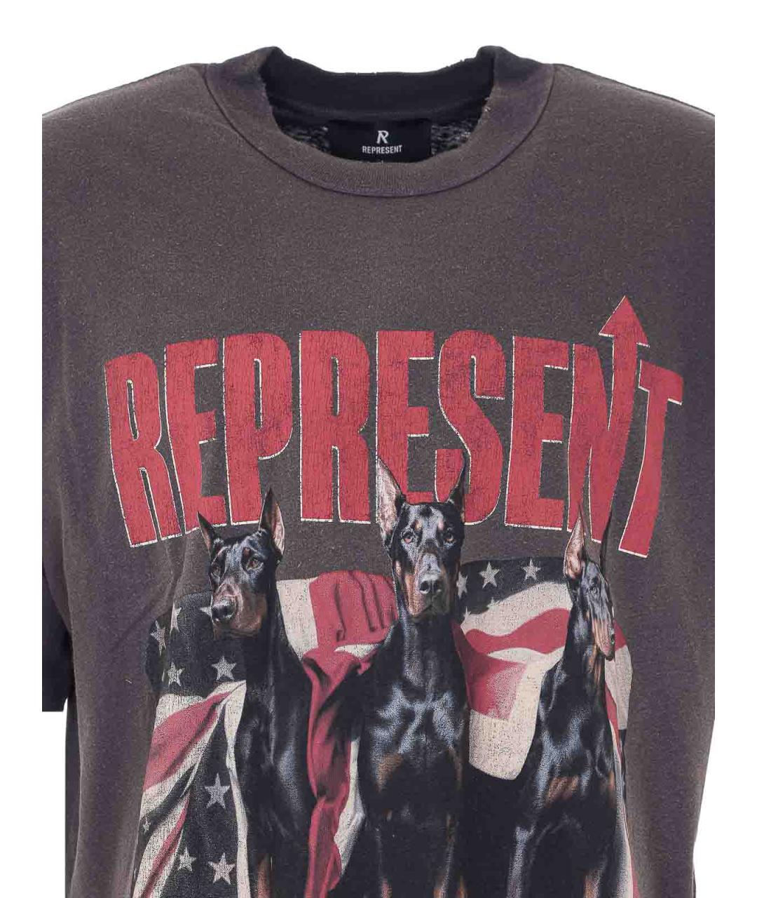 REPRESENT Серая хлопковая футболка, фото 4