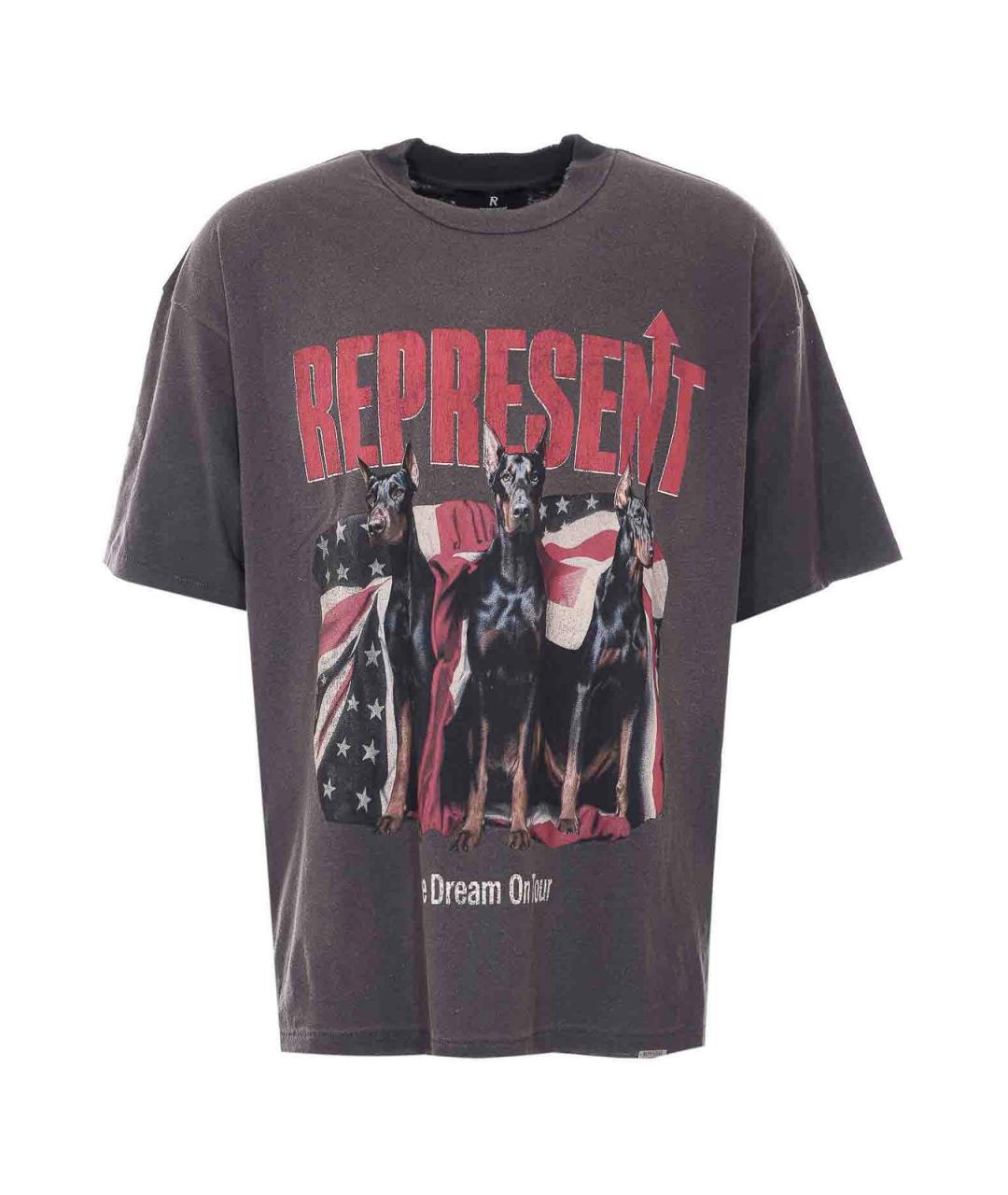 REPRESENT Серая хлопковая футболка, фото 1