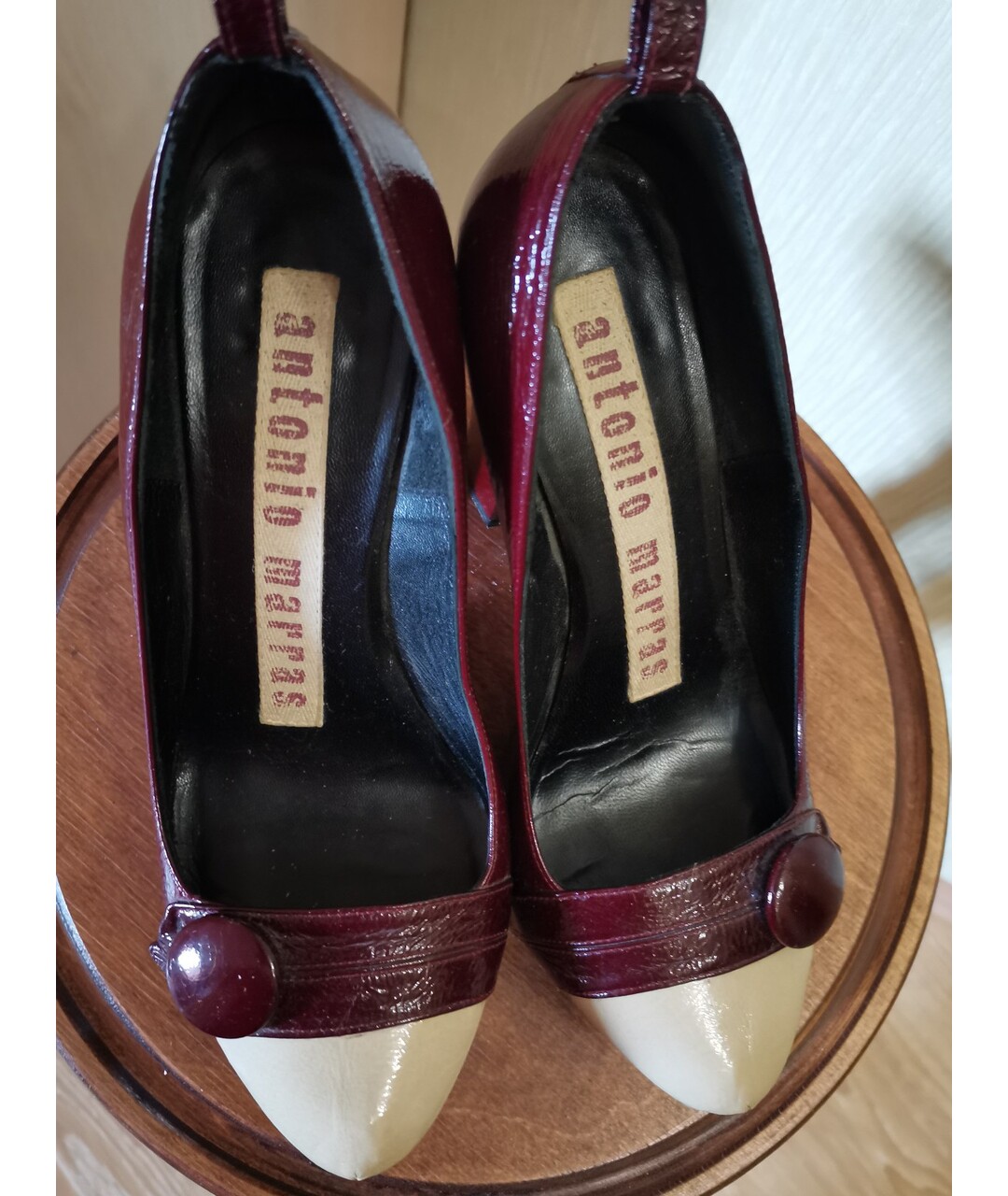 ANTONIO MARRAS Бордовые туфли из лакированной кожи, фото 2
