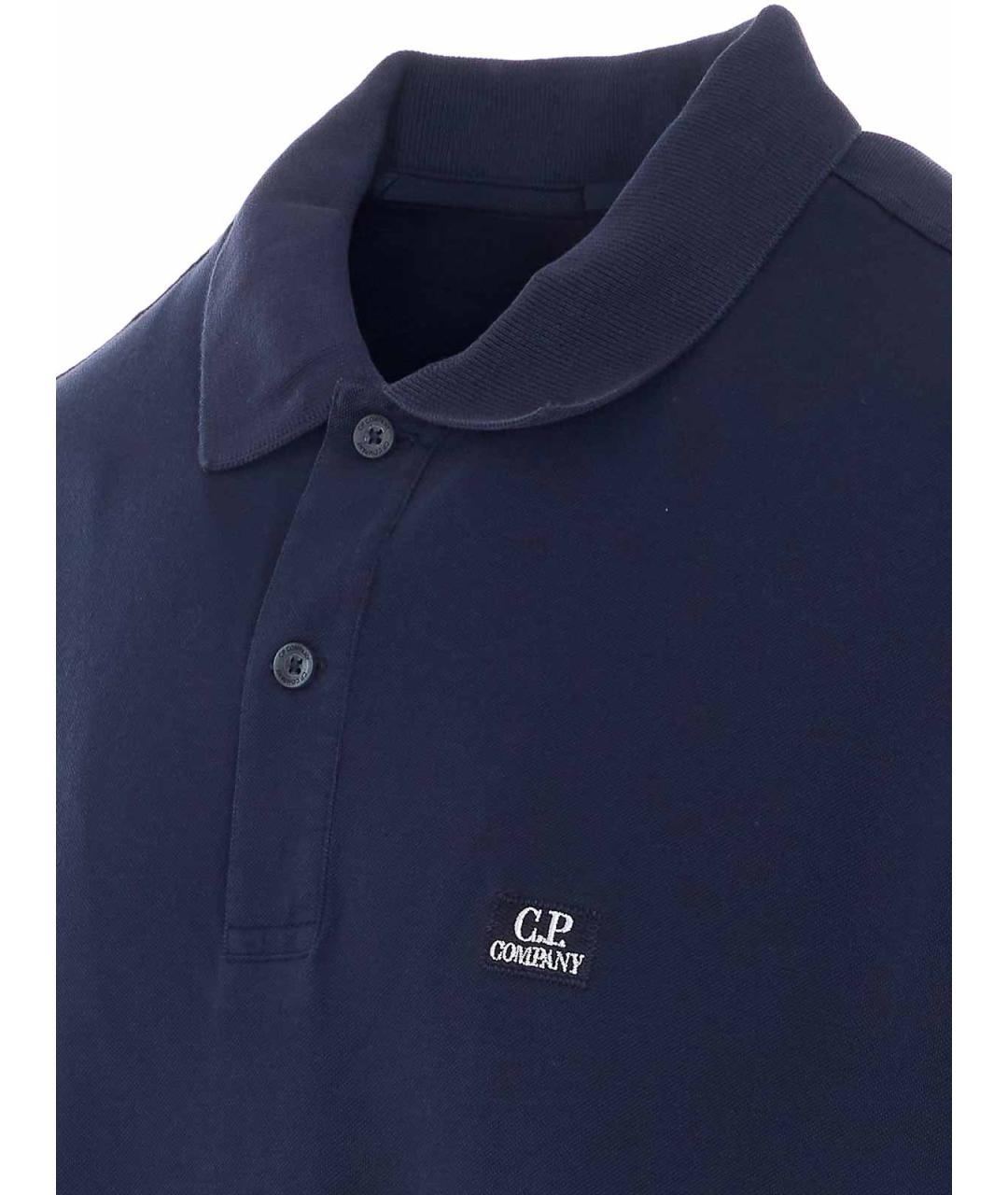 CP COMPANY Синее хлопковое поло с коротким рукавом, фото 3