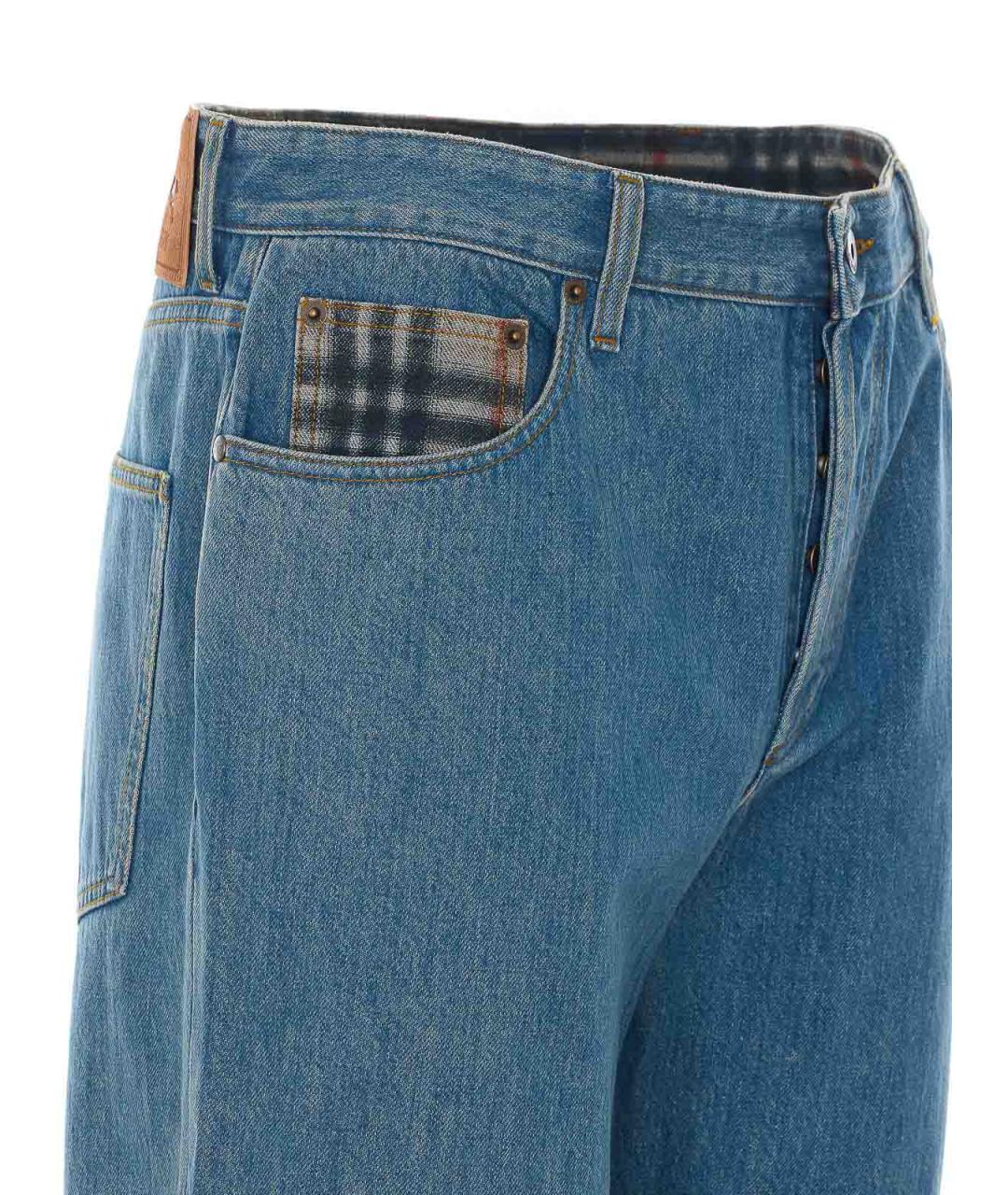 BURBERRY Синие хлопковые прямые джинсы, фото 4