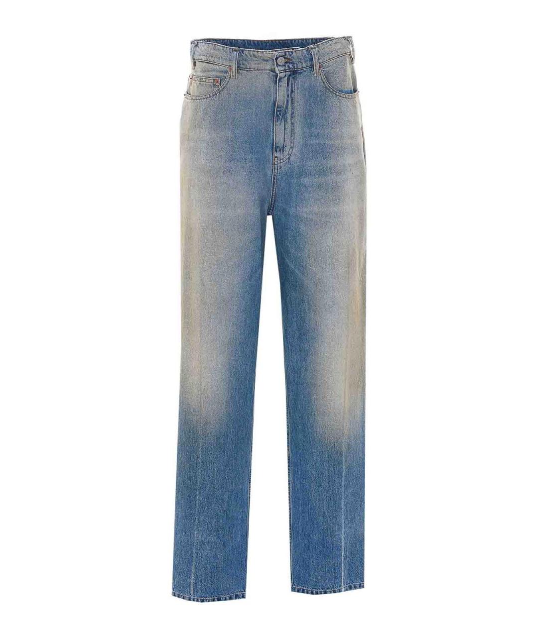 MM6 MAISON MARGIELA Синие хлопко-полиэстеровые прямые джинсы, фото 1