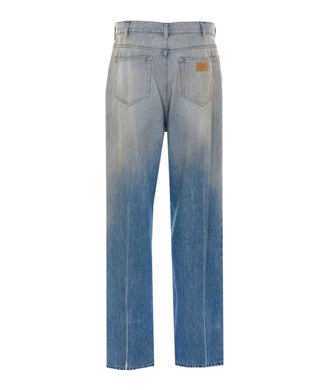 MM6 MAISON MARGIELA Синие хлопко-полиэстеровые прямые джинсы, фото 2