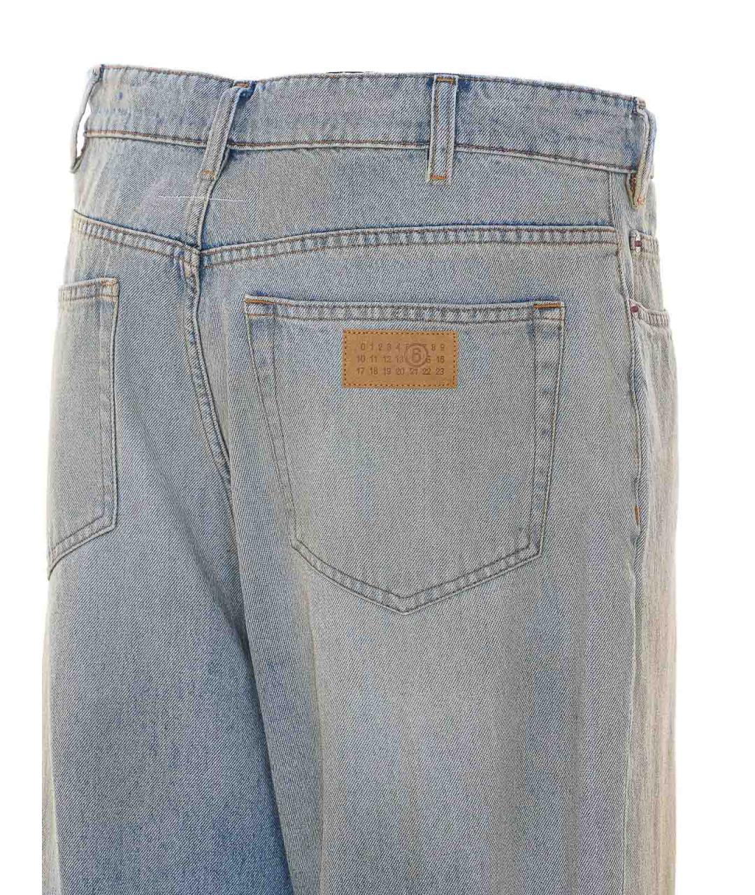 MM6 MAISON MARGIELA Синие хлопко-полиэстеровые прямые джинсы, фото 3
