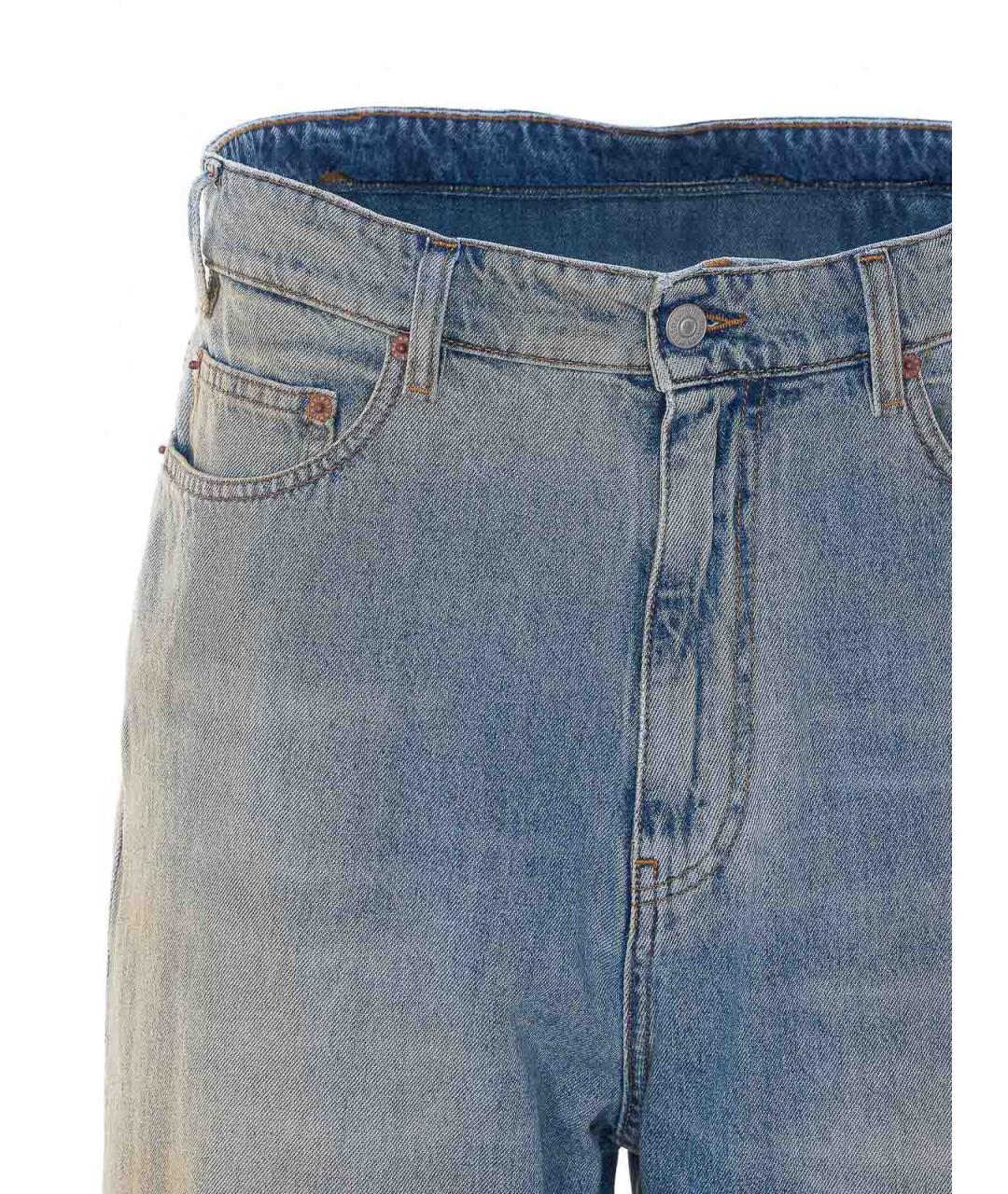 MM6 MAISON MARGIELA Синие хлопко-полиэстеровые прямые джинсы, фото 4