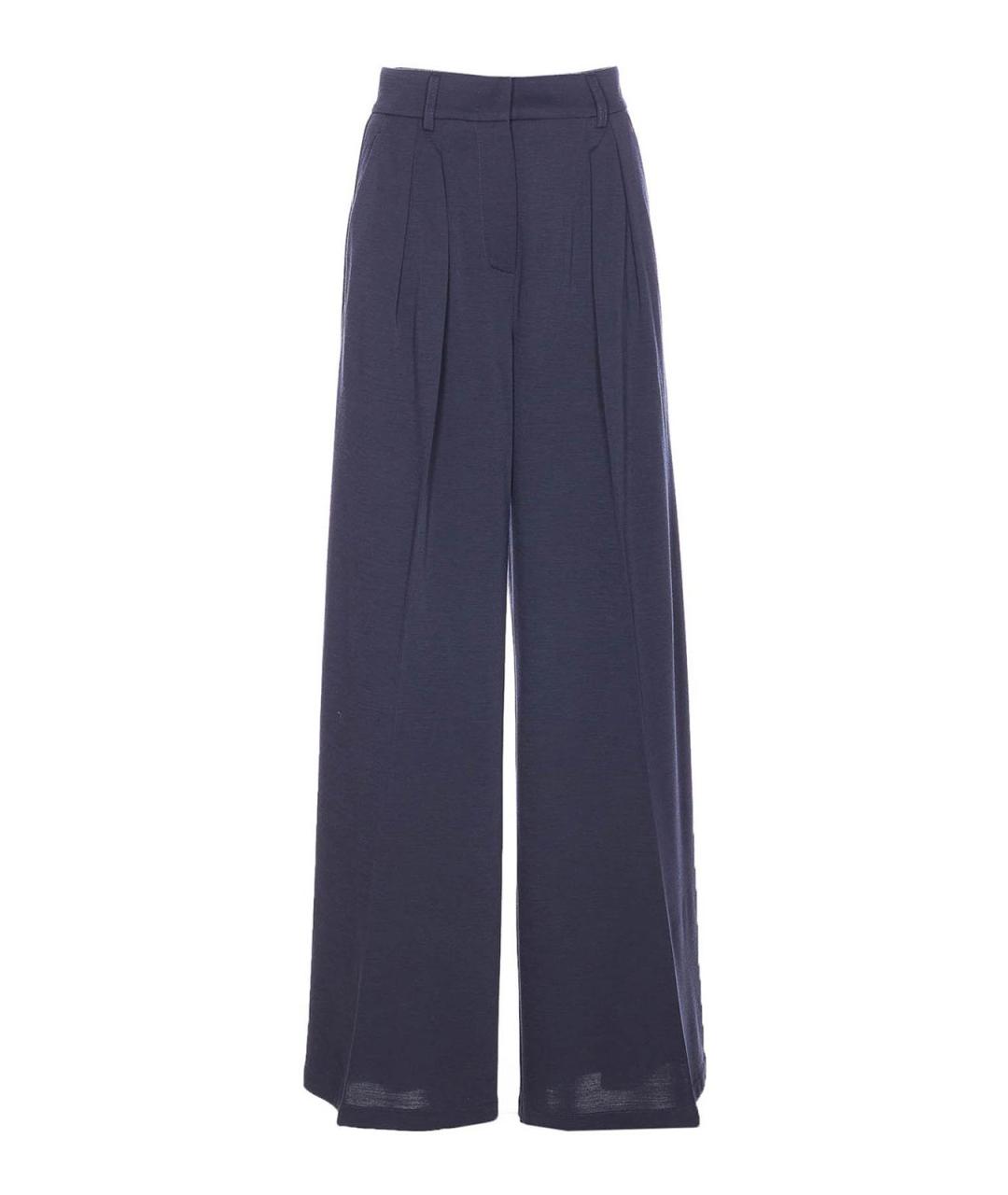 MAX MARA Синие шерстяные брюки широкие, фото 1