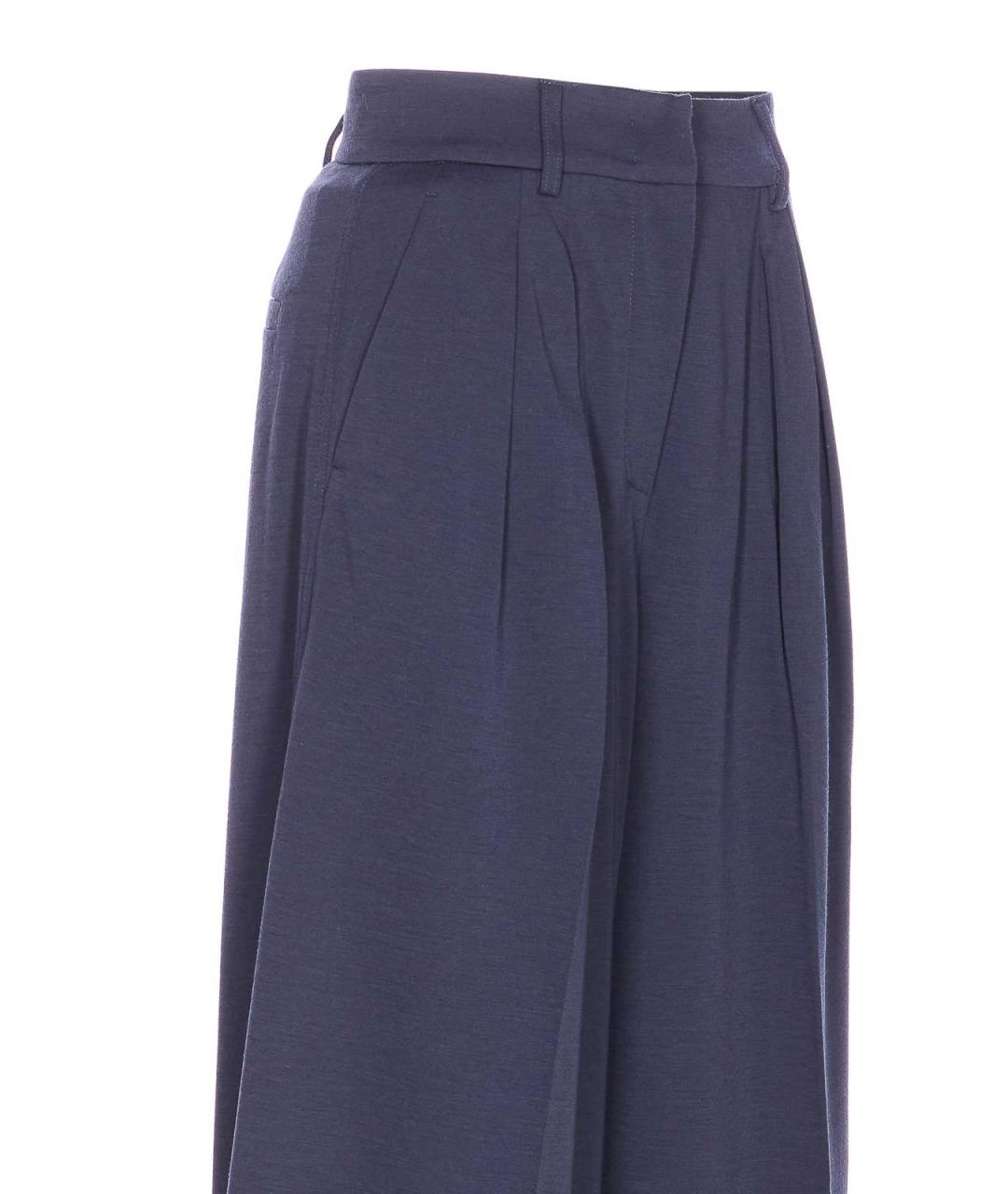MAX MARA Синие шерстяные брюки широкие, фото 3