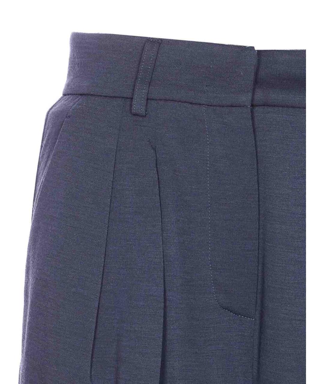 MAX MARA Синие шерстяные брюки широкие, фото 4