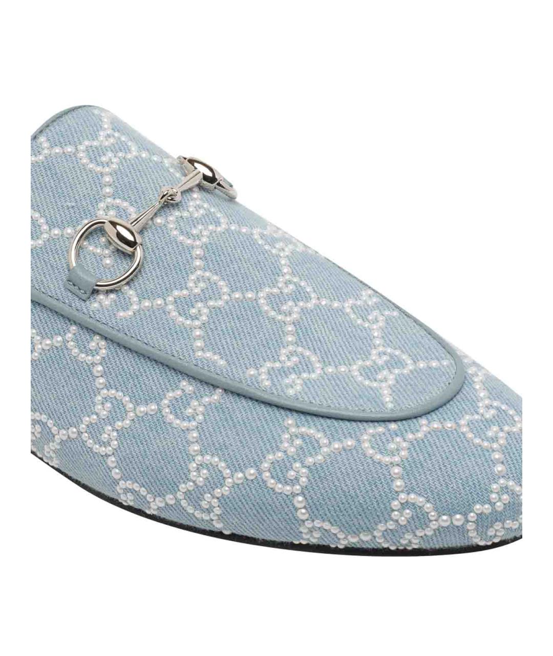 GUCCI Голубые текстильные мюли, фото 4
