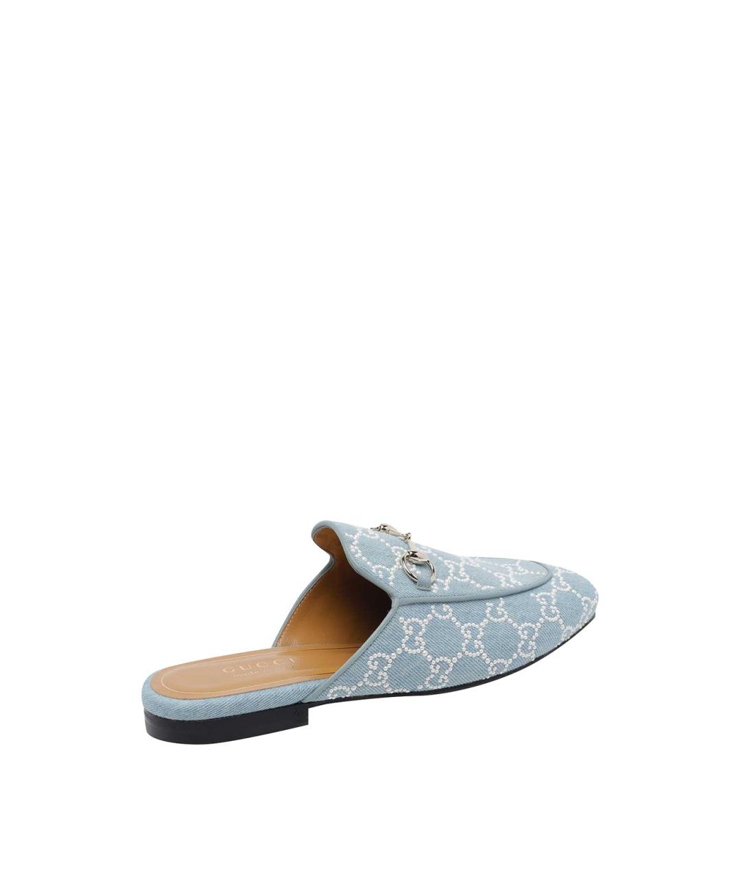 GUCCI Голубые текстильные мюли, фото 3