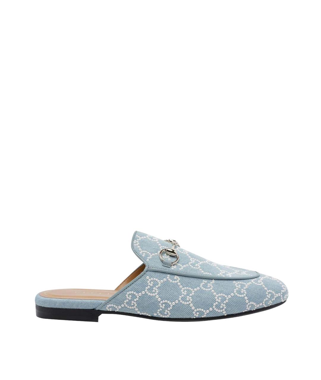 GUCCI Голубые текстильные мюли, фото 1