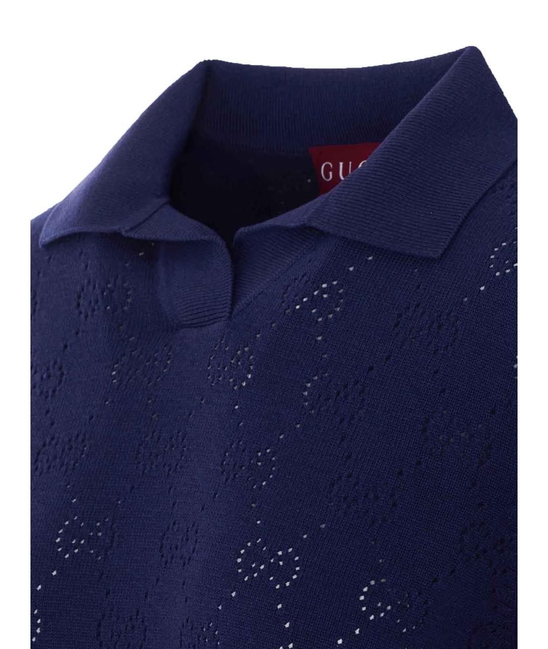 GUCCI Синяя шелковая футболка, фото 3