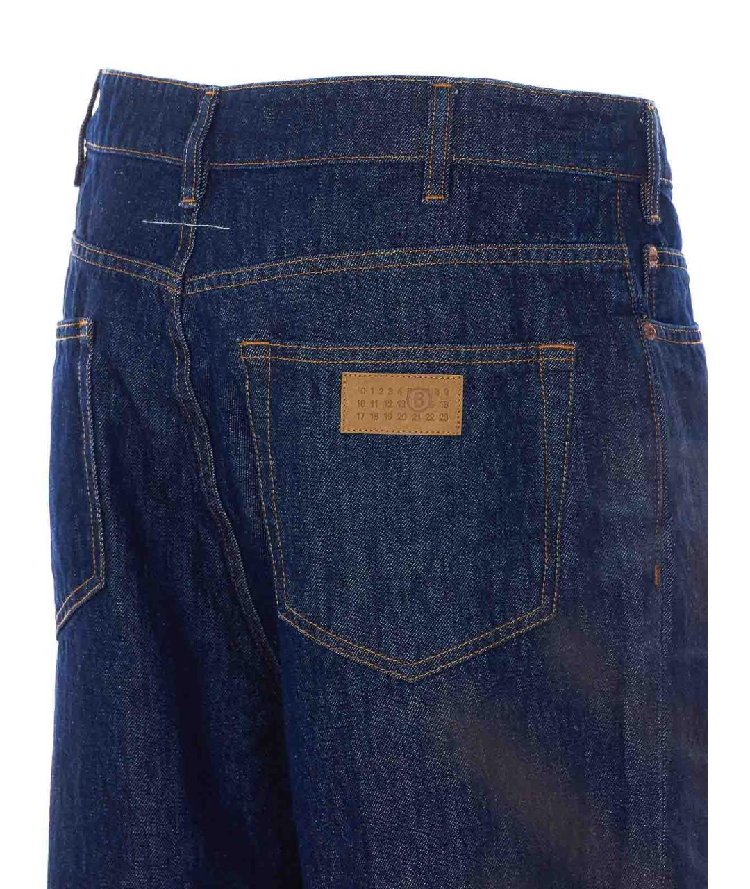MM6 MAISON MARGIELA Синие хлопко-полиэстеровые прямые джинсы, фото 3