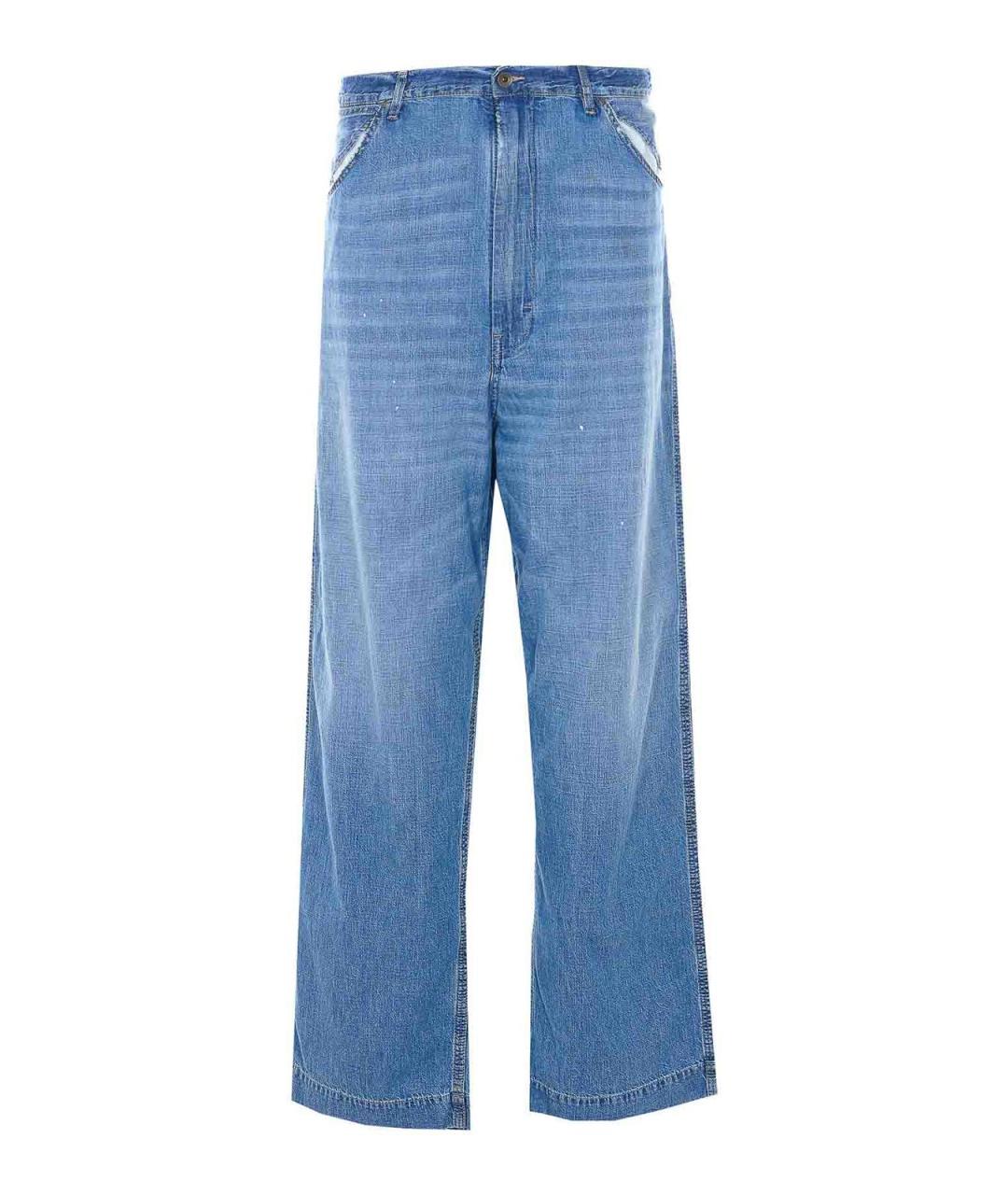 MAISON MARGIELA Синие хлопковые прямые джинсы, фото 1