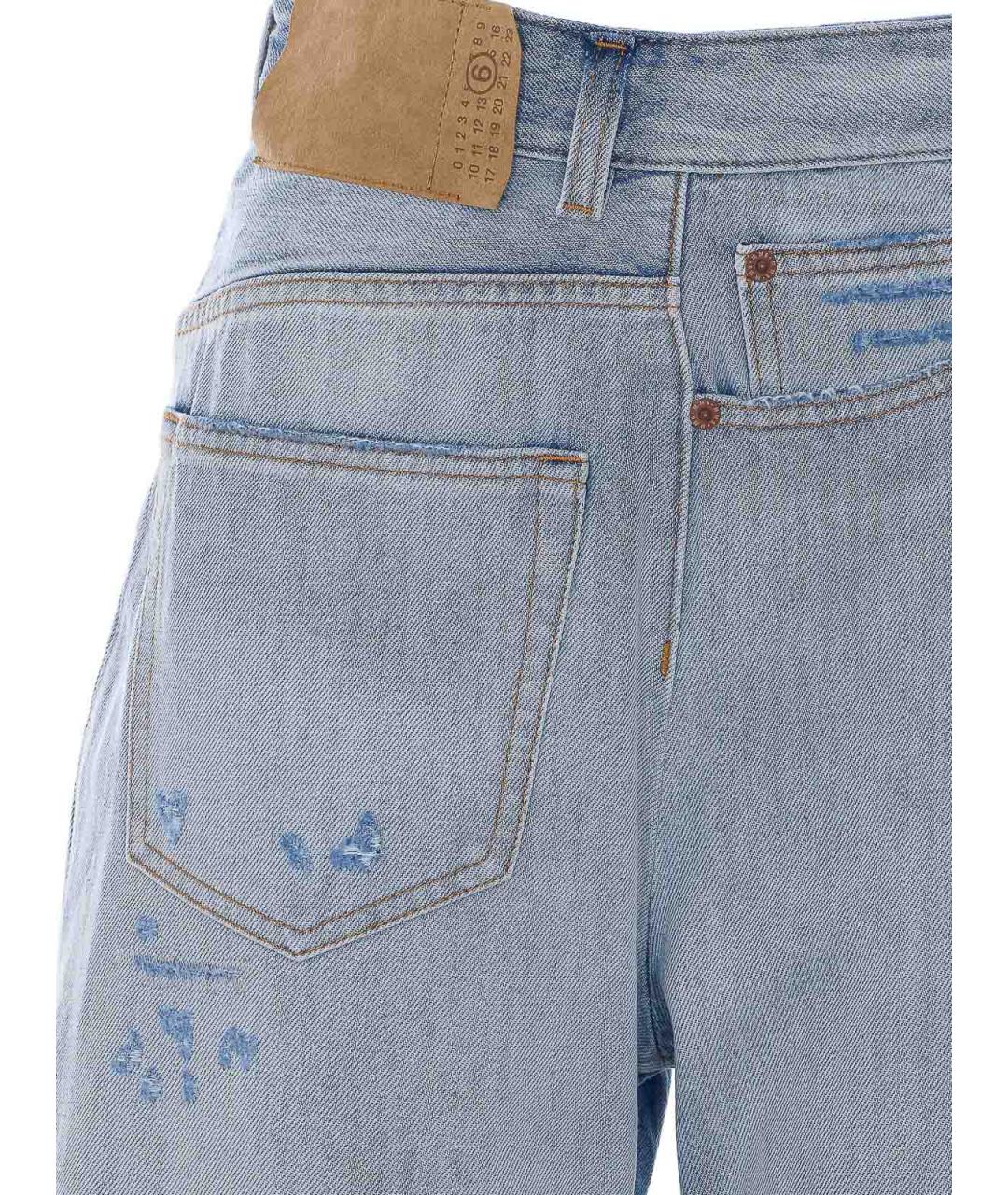 MM6 MAISON MARGIELA Голубые хлопковые прямые джинсы, фото 4