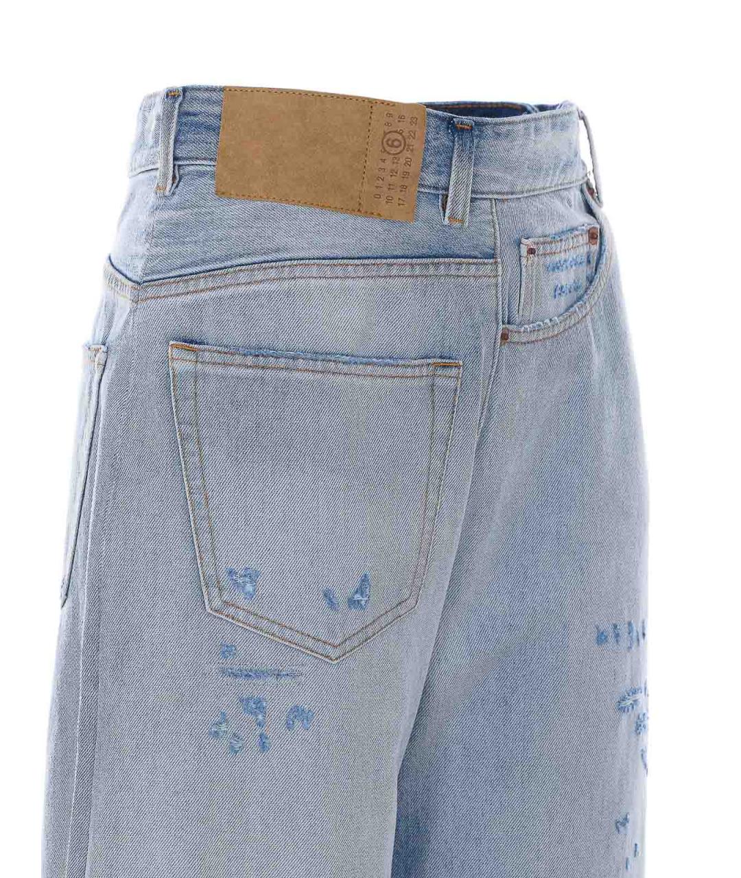 MM6 MAISON MARGIELA Голубые хлопковые прямые джинсы, фото 3
