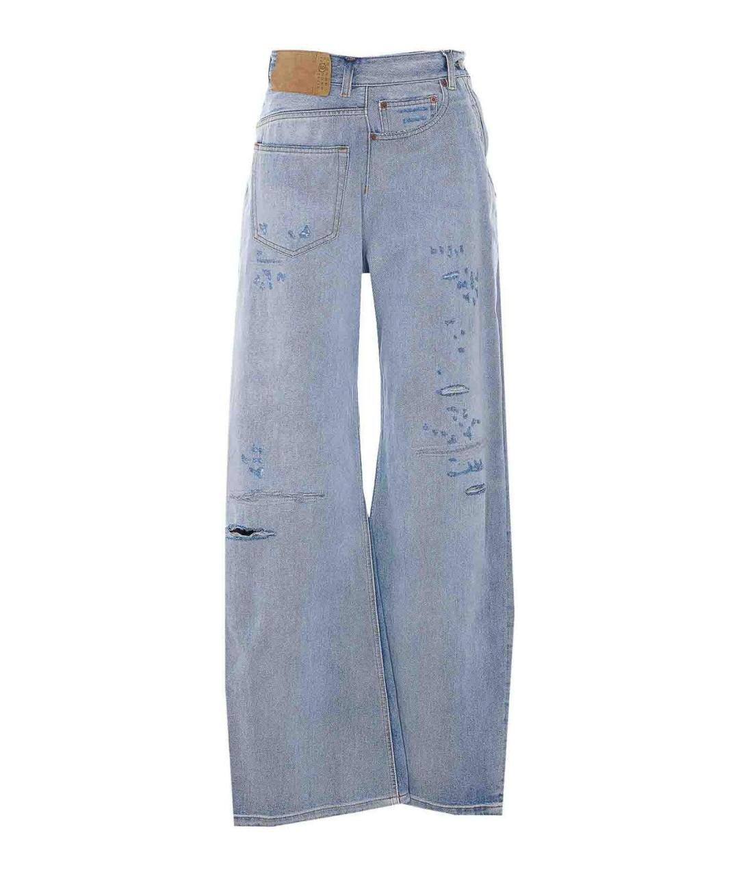 MM6 MAISON MARGIELA Голубые хлопковые прямые джинсы, фото 1