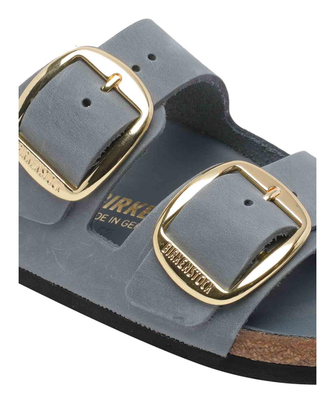 BIRKENSTOCK Голубые кожаные шлепанцы, фото 4