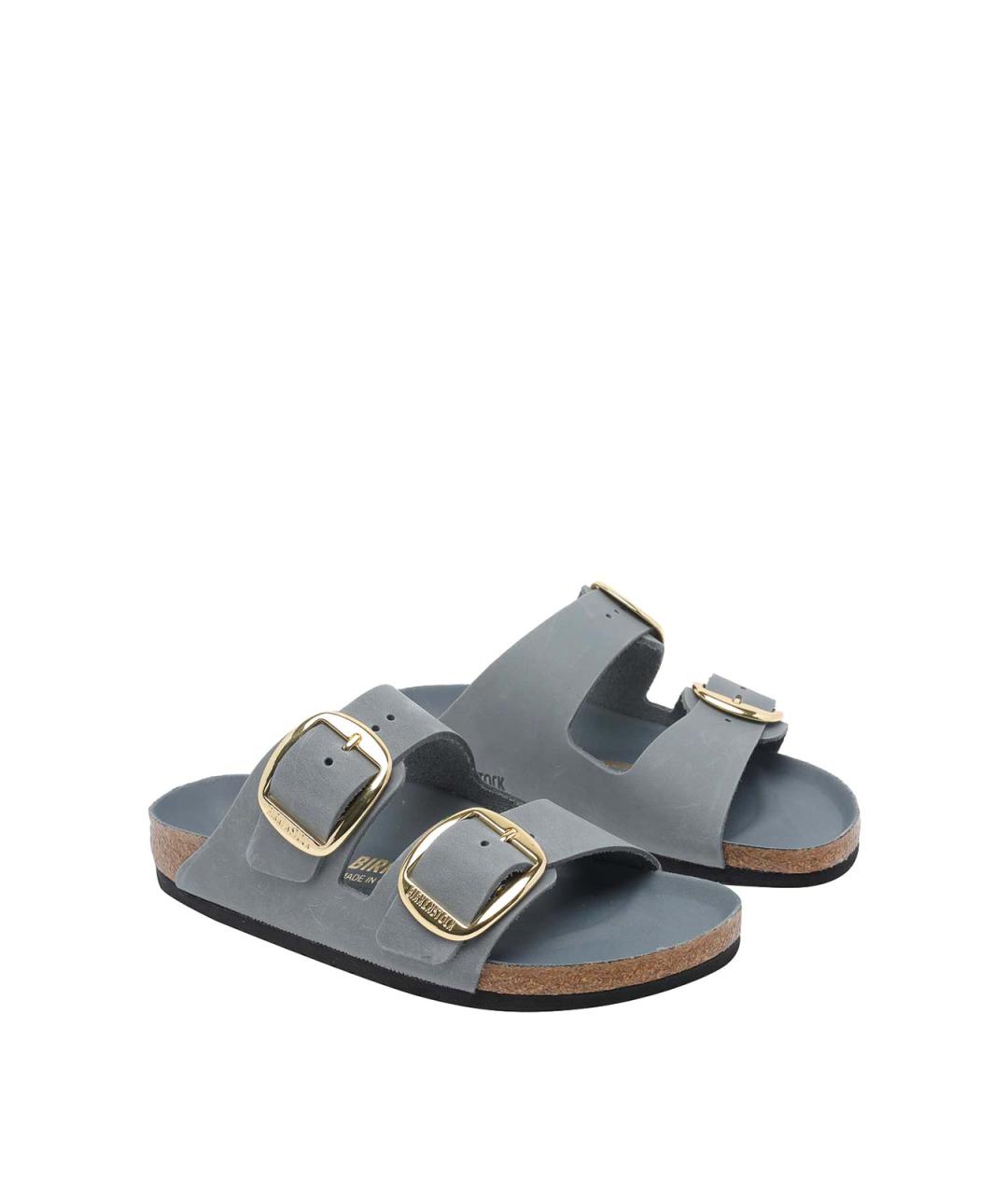 BIRKENSTOCK Голубые кожаные шлепанцы, фото 2