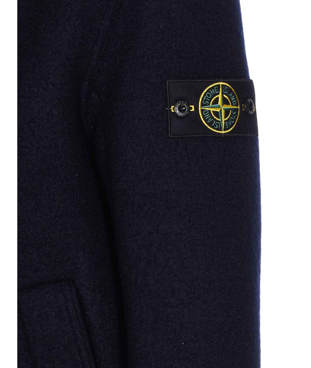 STONE ISLAND Темно-синее шерстяное пальто, фото 3