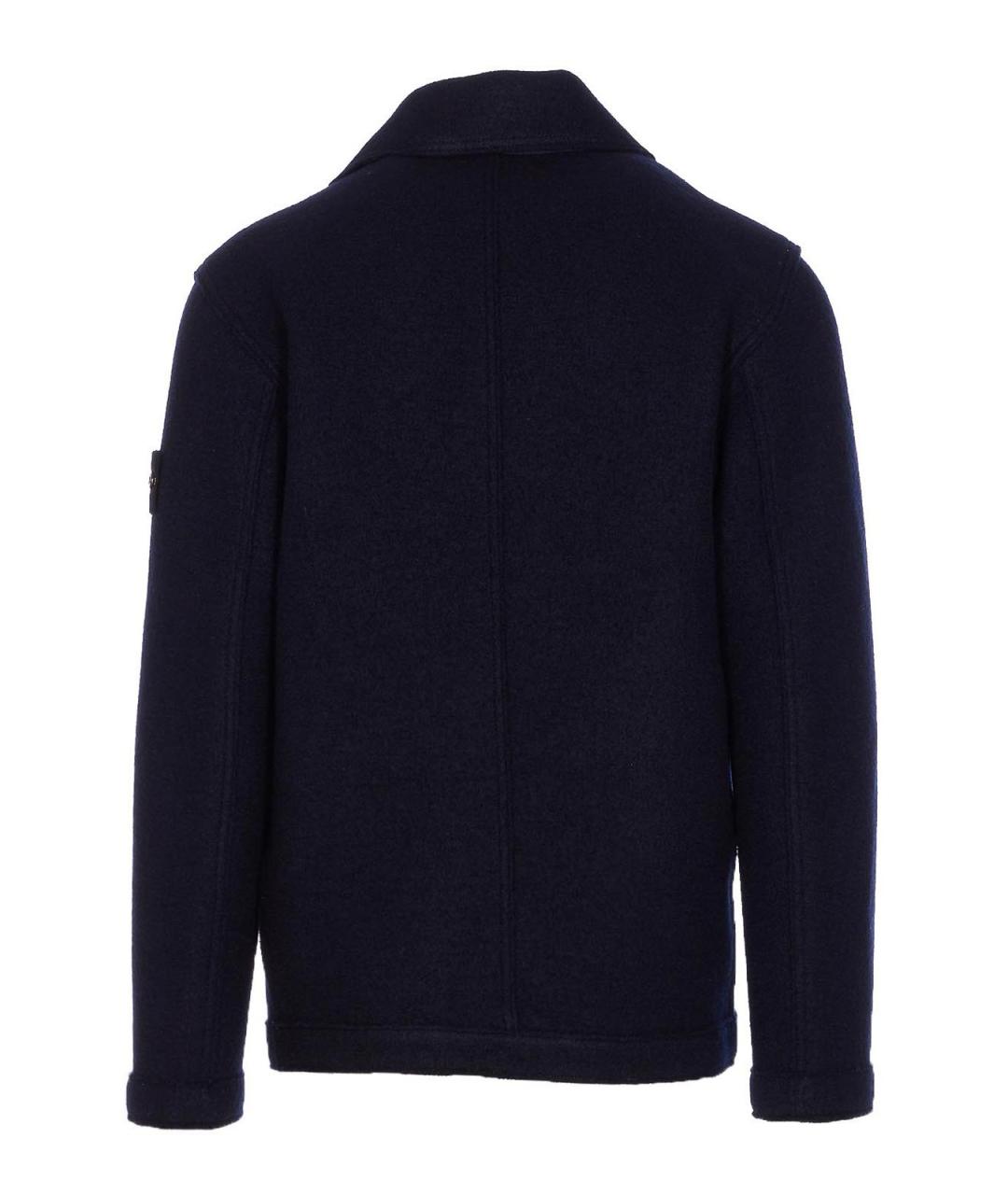 STONE ISLAND Темно-синее шерстяное пальто, фото 2