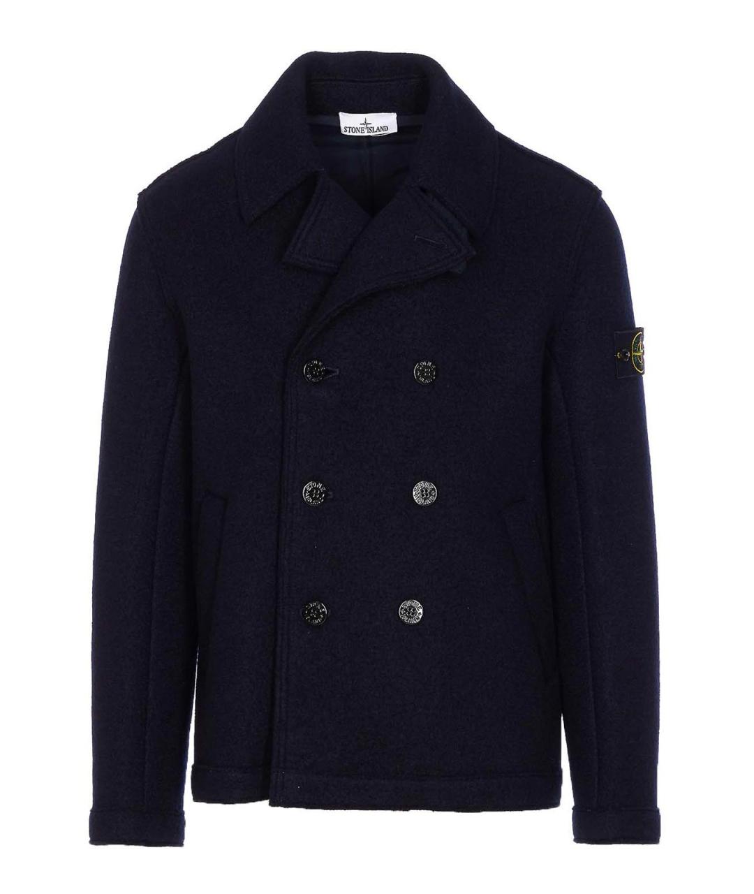 STONE ISLAND Темно-синее шерстяное пальто, фото 1