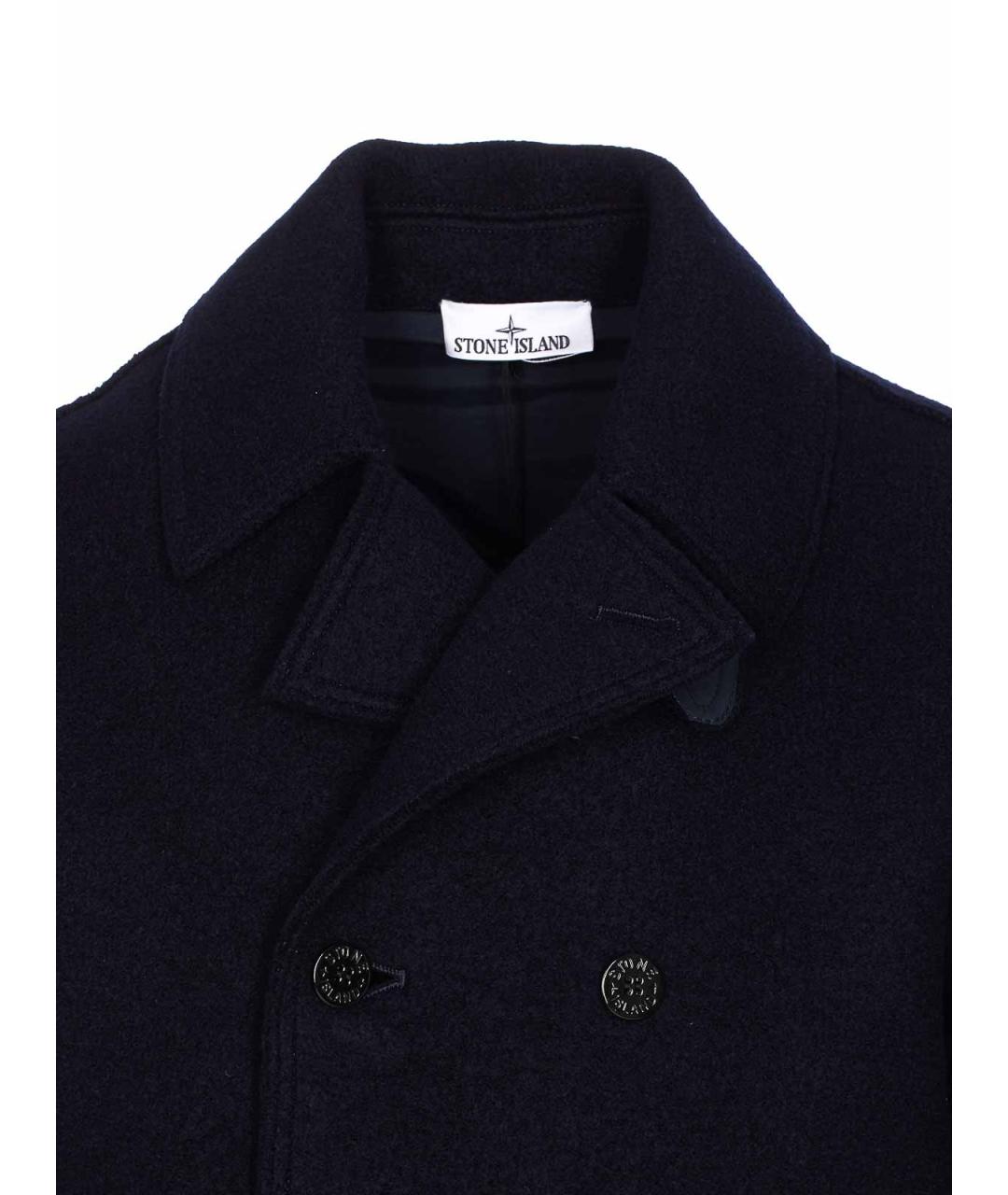 STONE ISLAND Темно-синее шерстяное пальто, фото 4