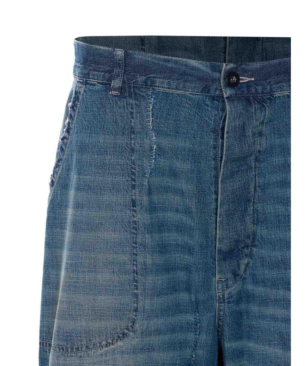 MAISON MARGIELA Синие хлопковые прямые джинсы, фото 4