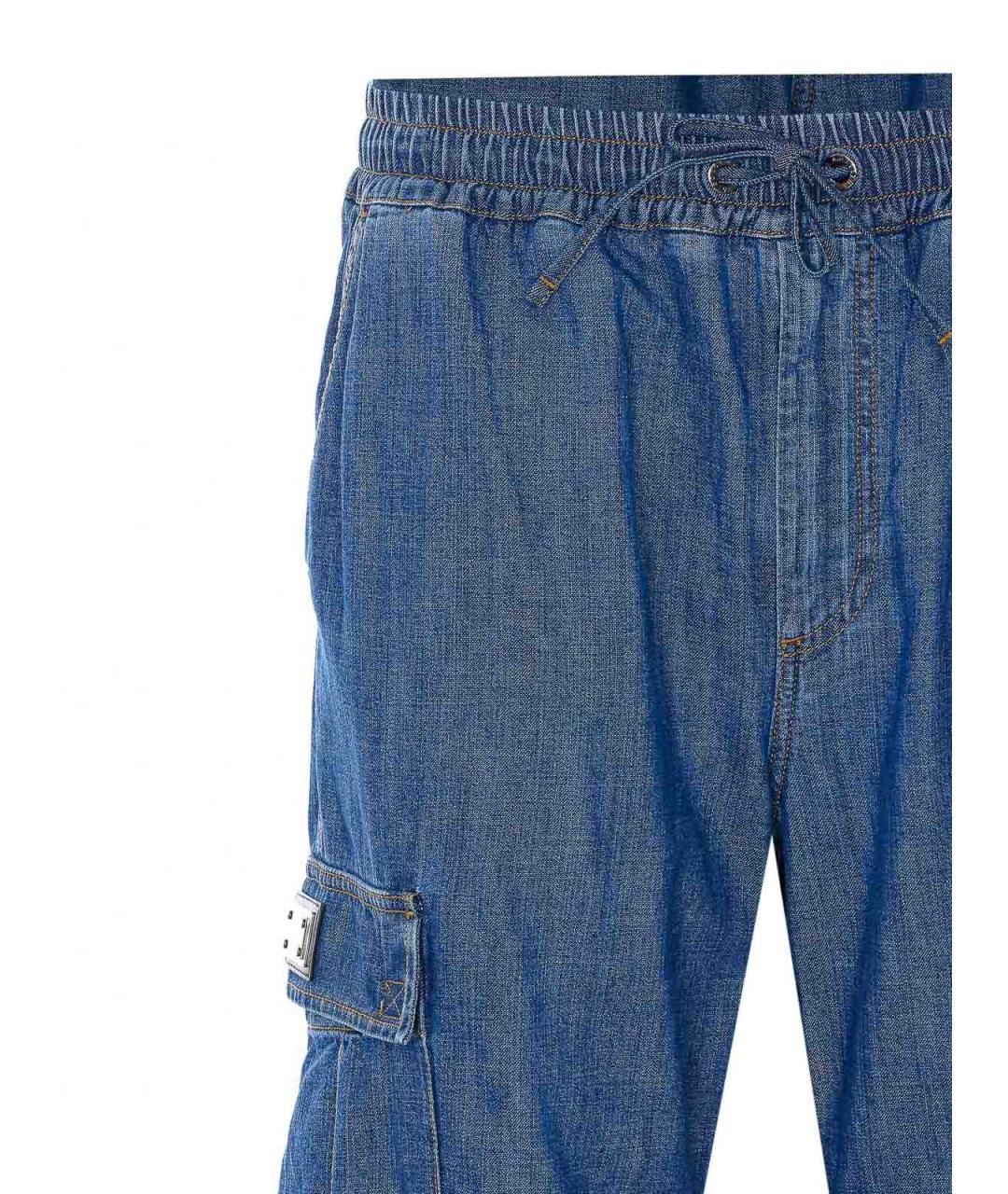 DOLCE&GABBANA Синие хлопковые прямые джинсы, фото 4
