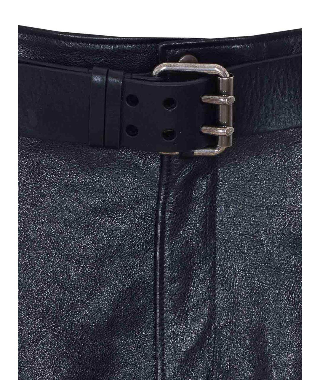 SAINT LAURENT Черная кожаная юбка миди, фото 6