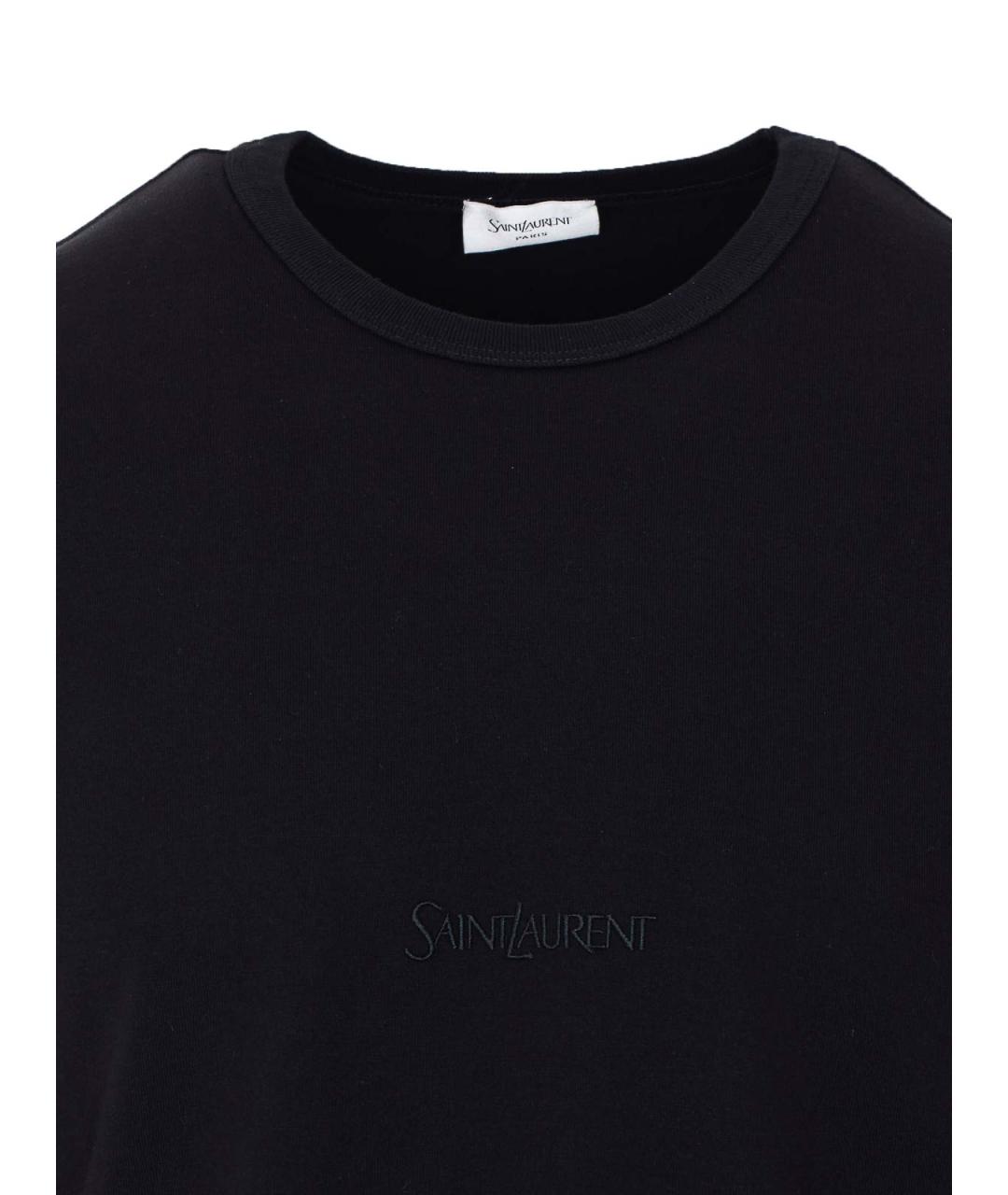 SAINT LAURENT Черная хлопковая футболка, фото 4