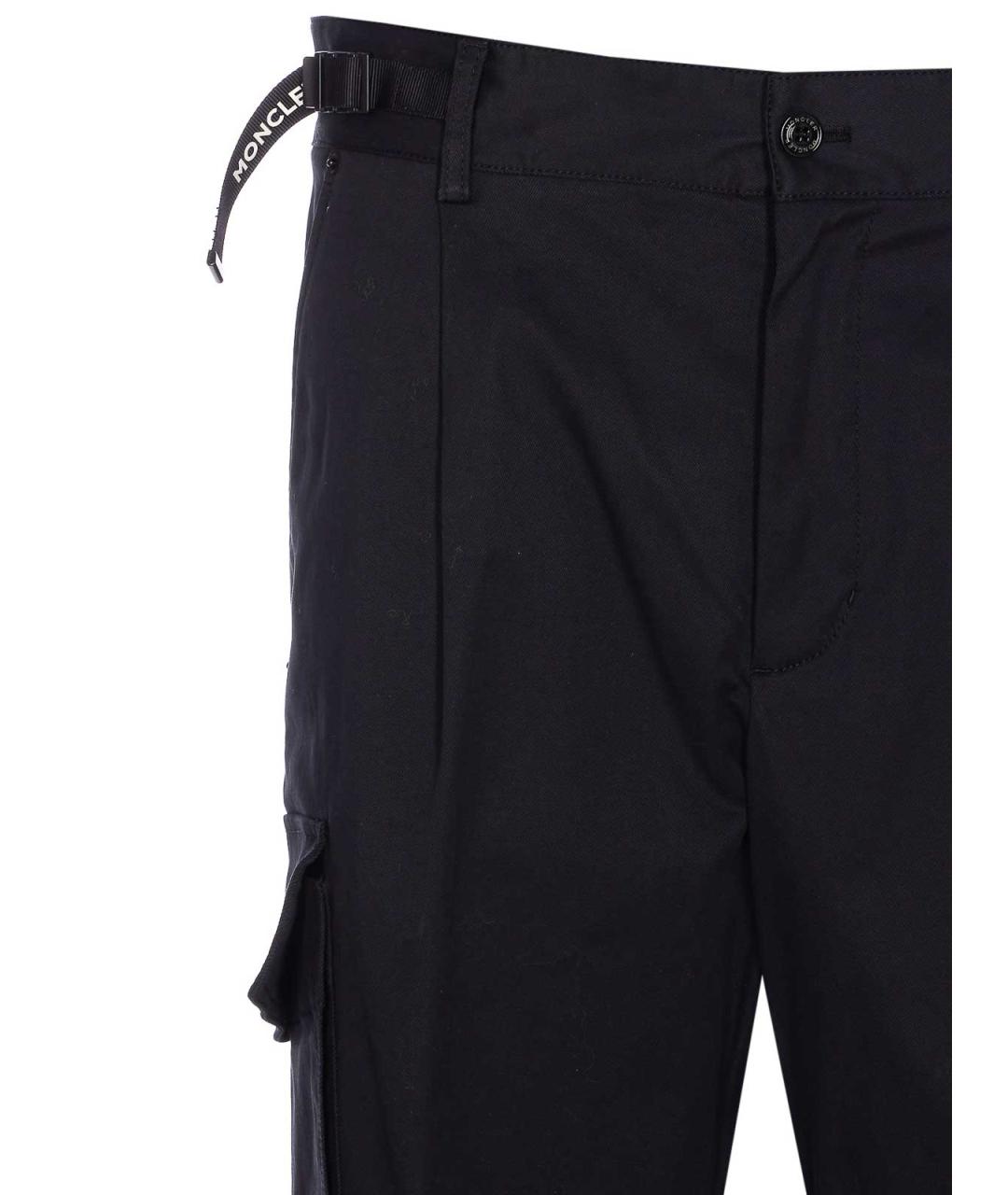 MONCLER Черные хлопковые повседневные брюки, фото 4