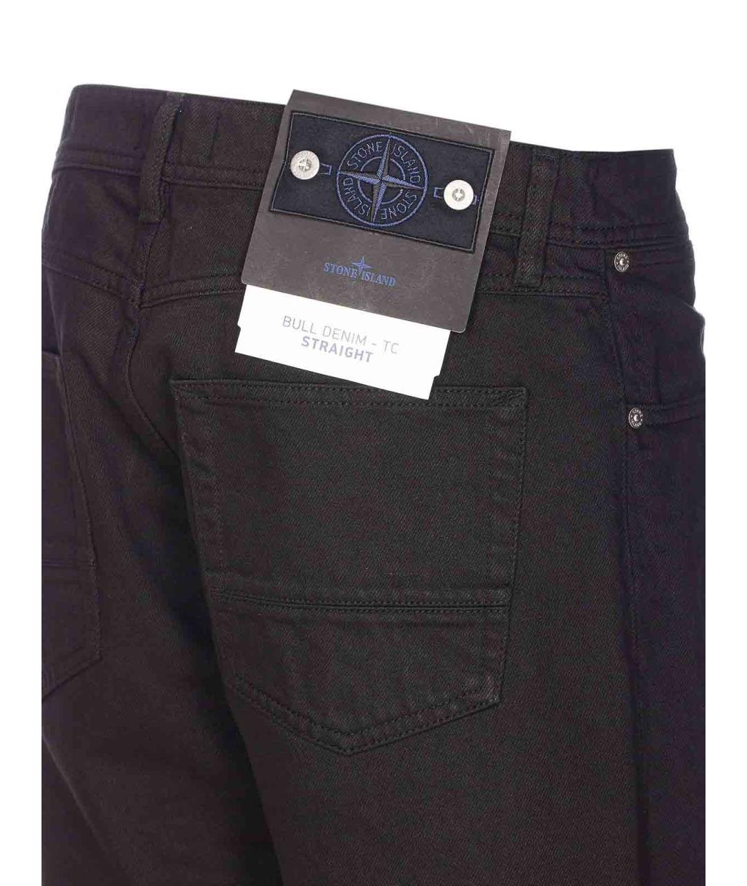 STONE ISLAND Черные хлопковые прямые джинсы, фото 3