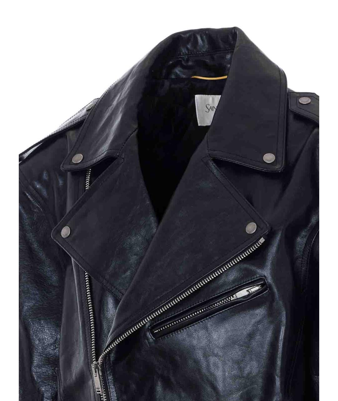 SAINT LAURENT Черная кожаная куртка, фото 3