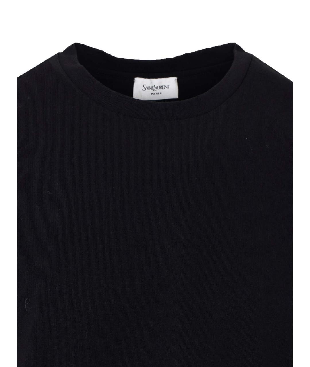 SAINT LAURENT Черная хлопковая футболка, фото 4