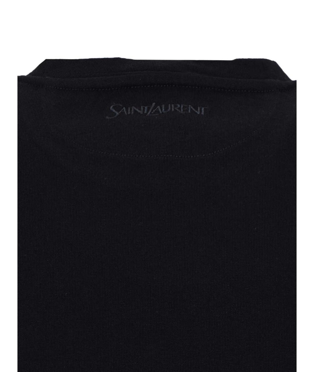 SAINT LAURENT Черная хлопковая футболка, фото 3