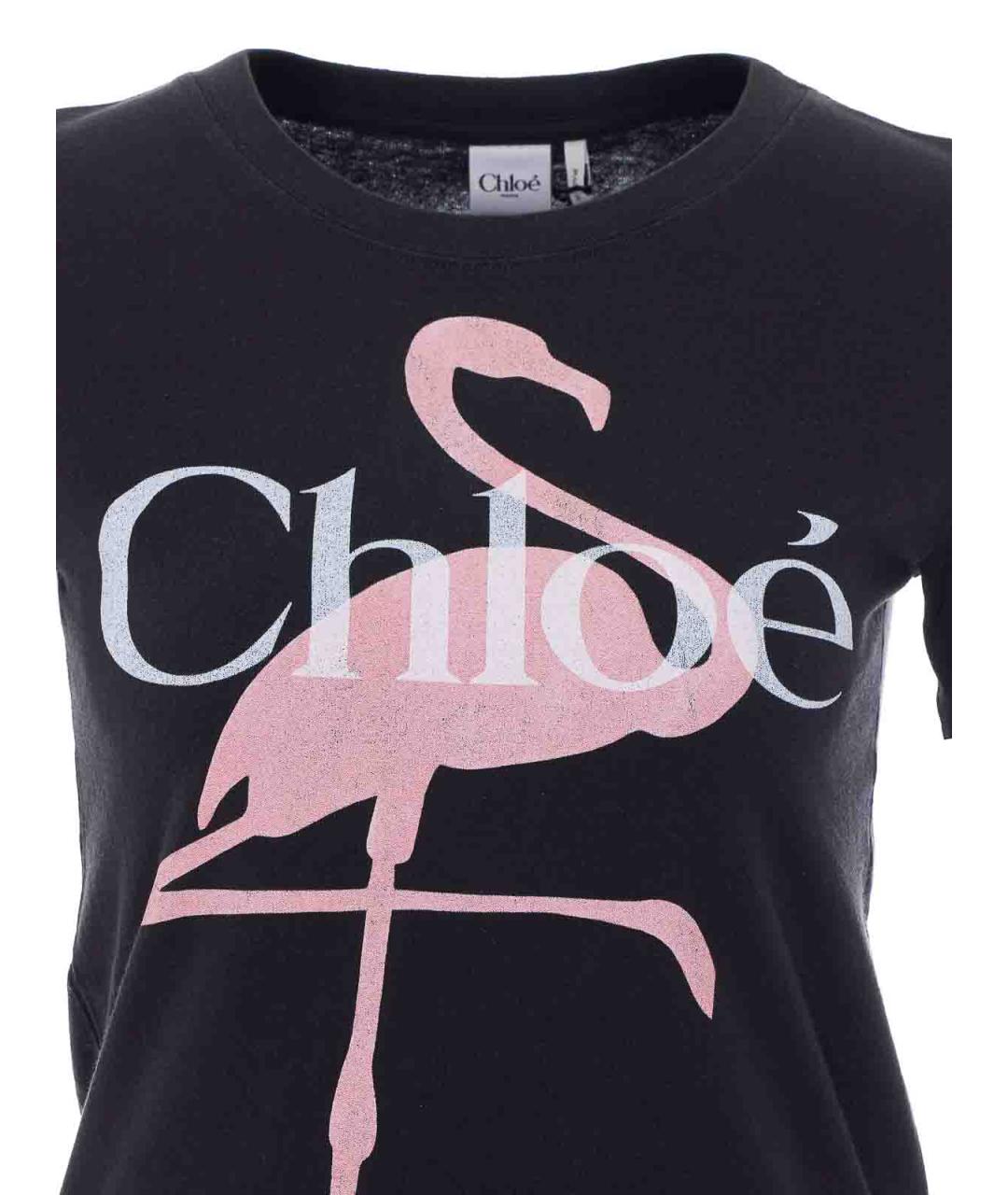 CHLOE Черная хлопковая футболка, фото 4