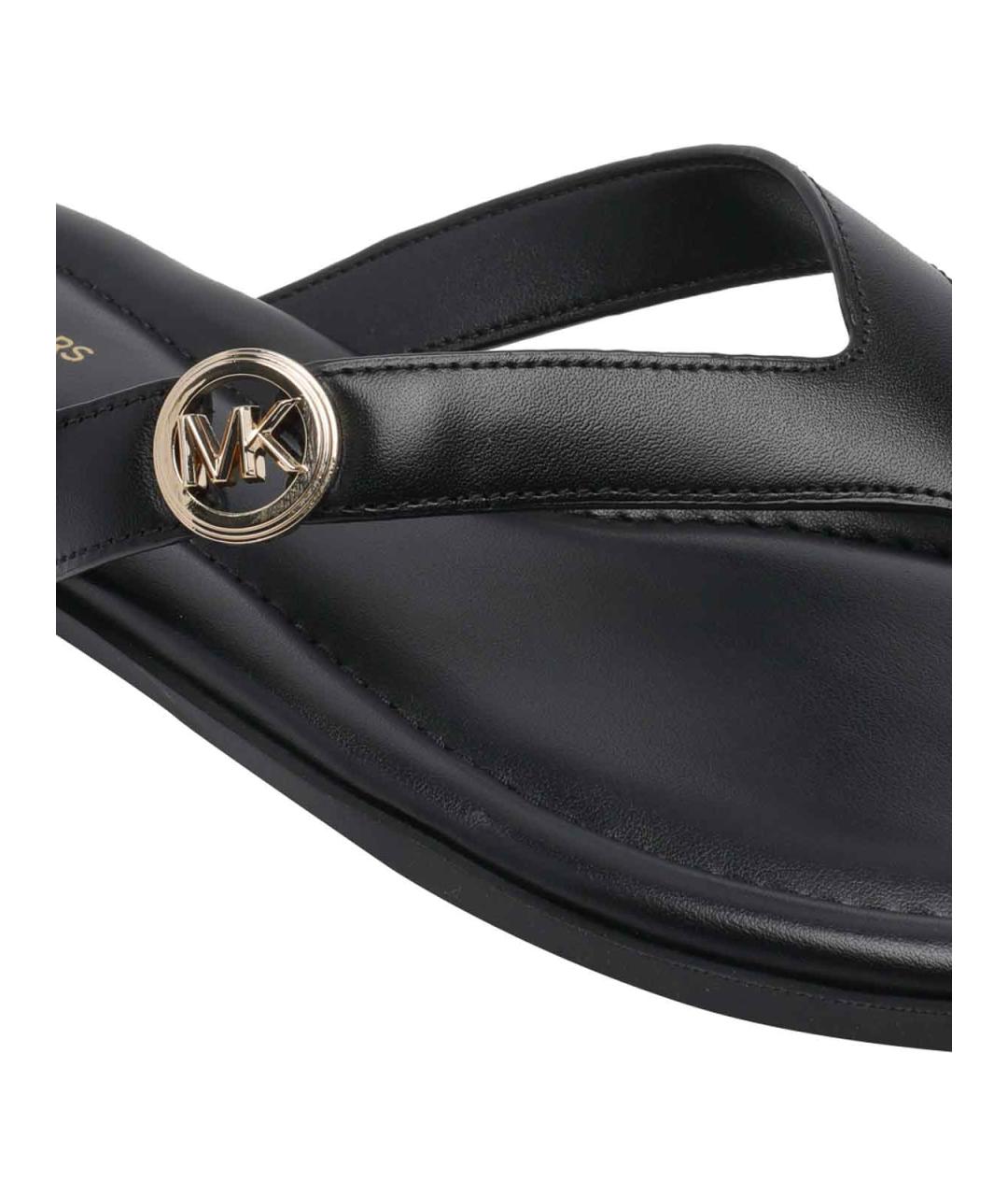 MICHAEL MICHAEL KORS Черные кожаные шлепанцы, фото 4