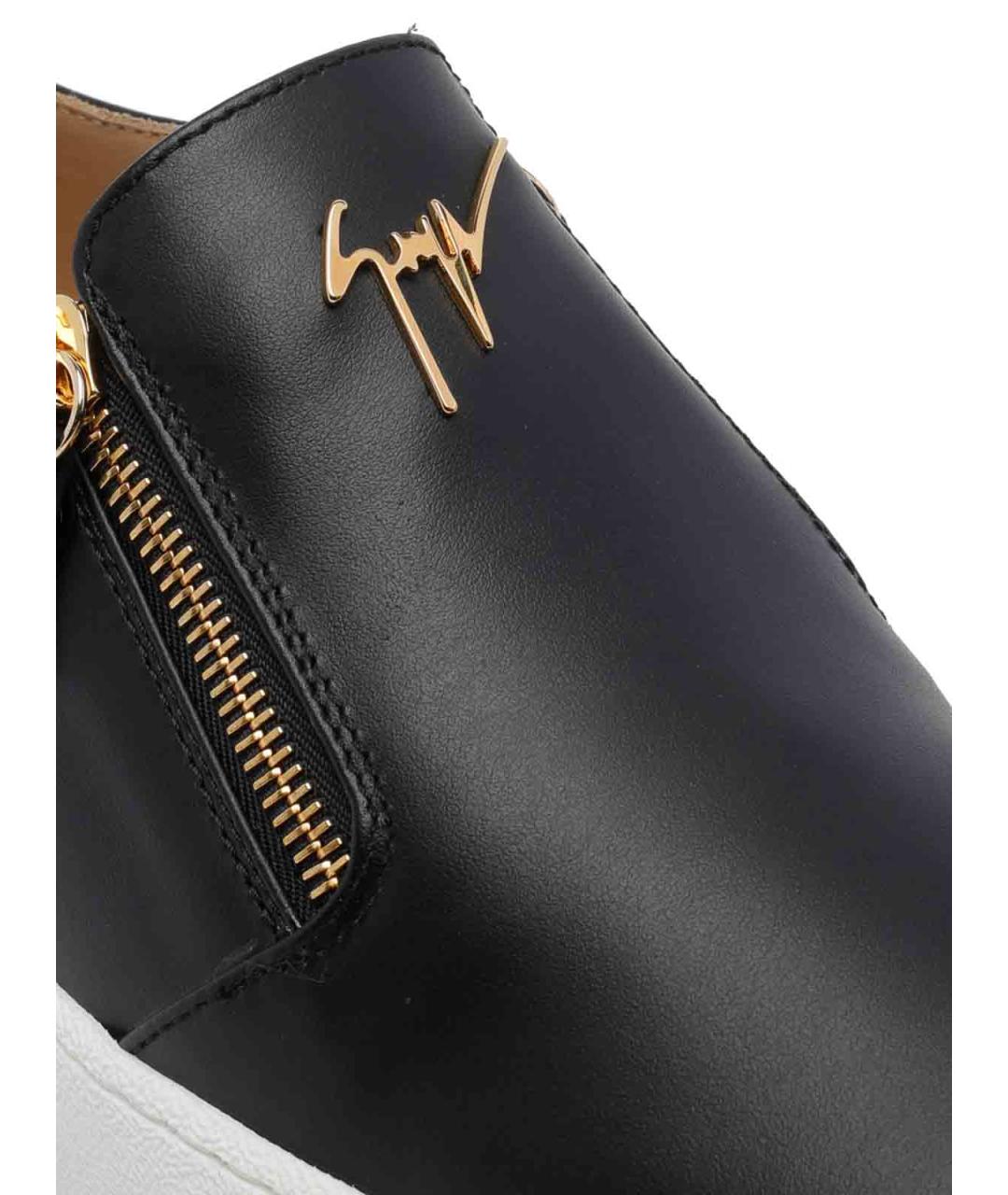 GIUSEPPE ZANOTTI DESIGN Черные кожаные низкие кроссовки / кеды, фото 4